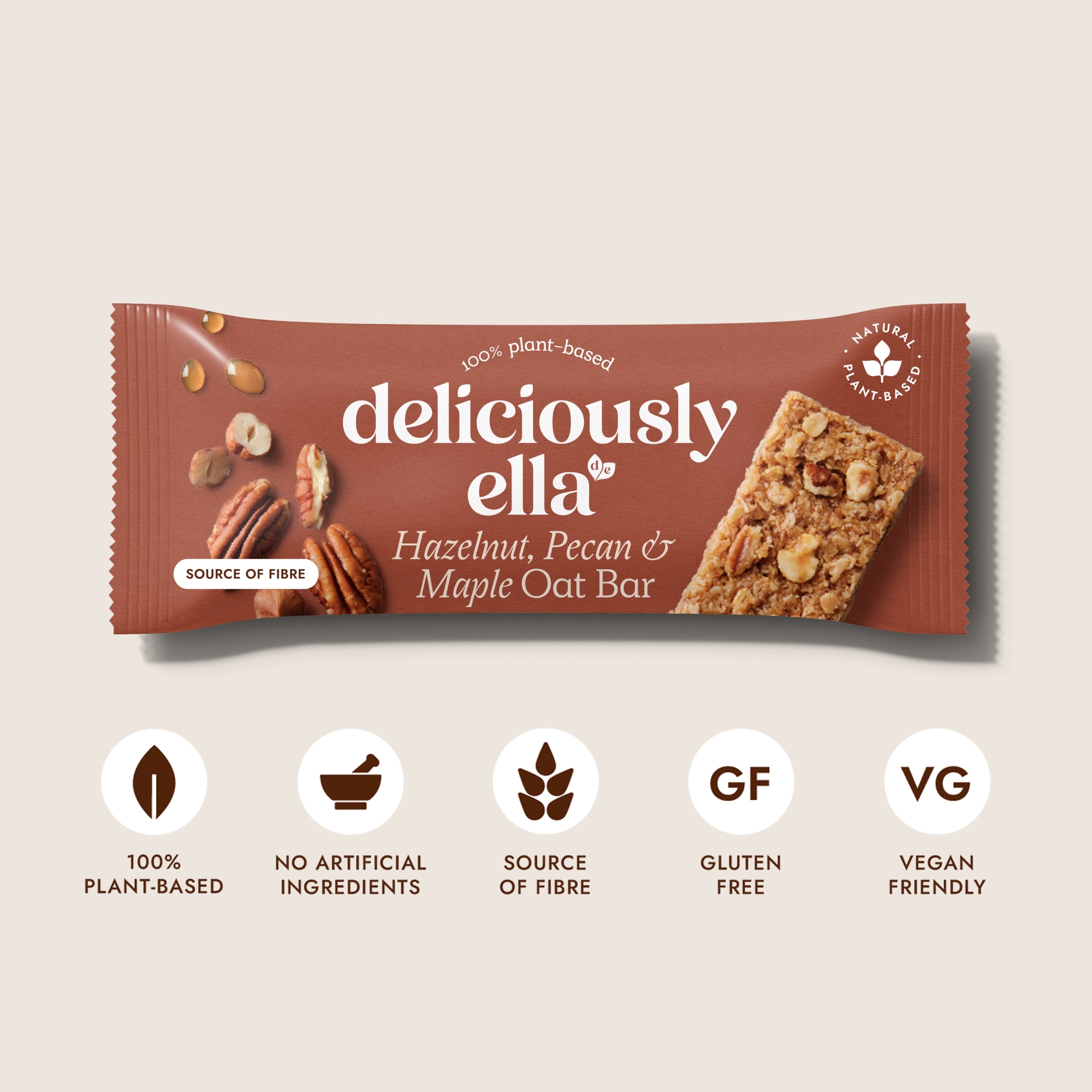 Deliciously Ella Hazelnut Pecan & Maple Oat Bars 3 X 50G thumbnail 2