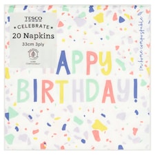 Tesco Happy Birthday Napkin 20 Pack