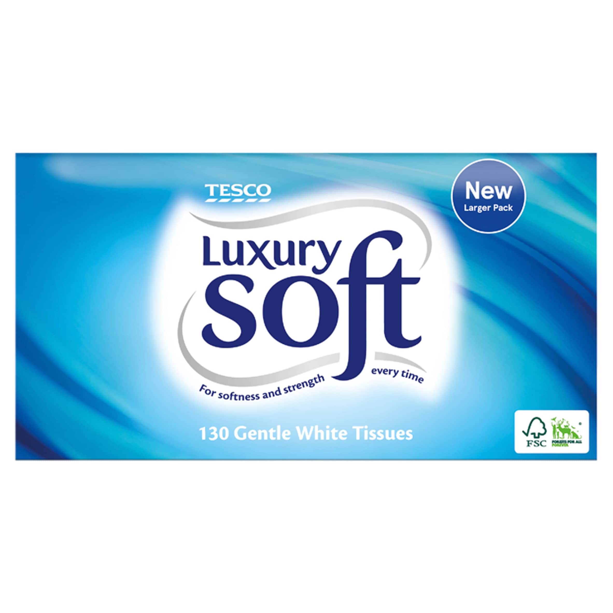 Tesco Luxury Soft Gentle White Tissues 130 Sheets