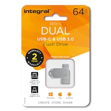 Integral 360 Dual USB C and USB A Flash Drive Memory Stick 64GB