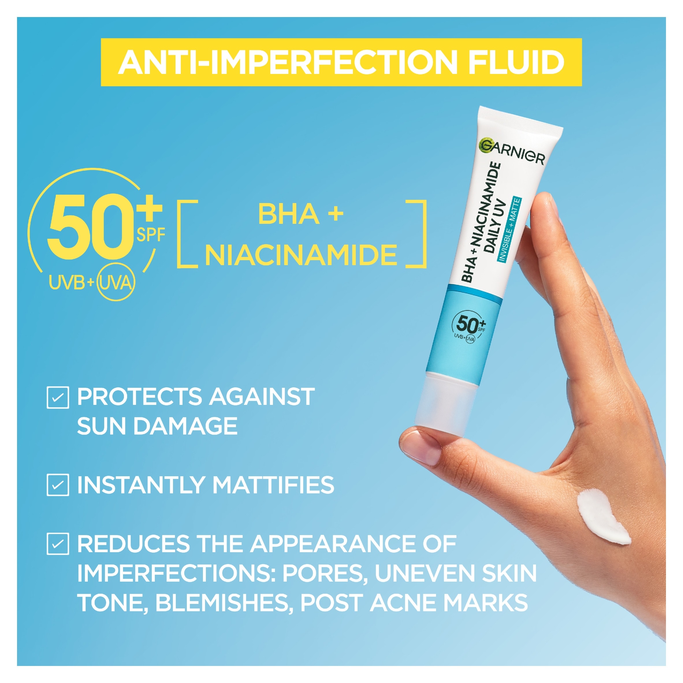 Garnier BHA + Niacinamide Daily UV Fluid SPF50+ 40ml thumbnail 2