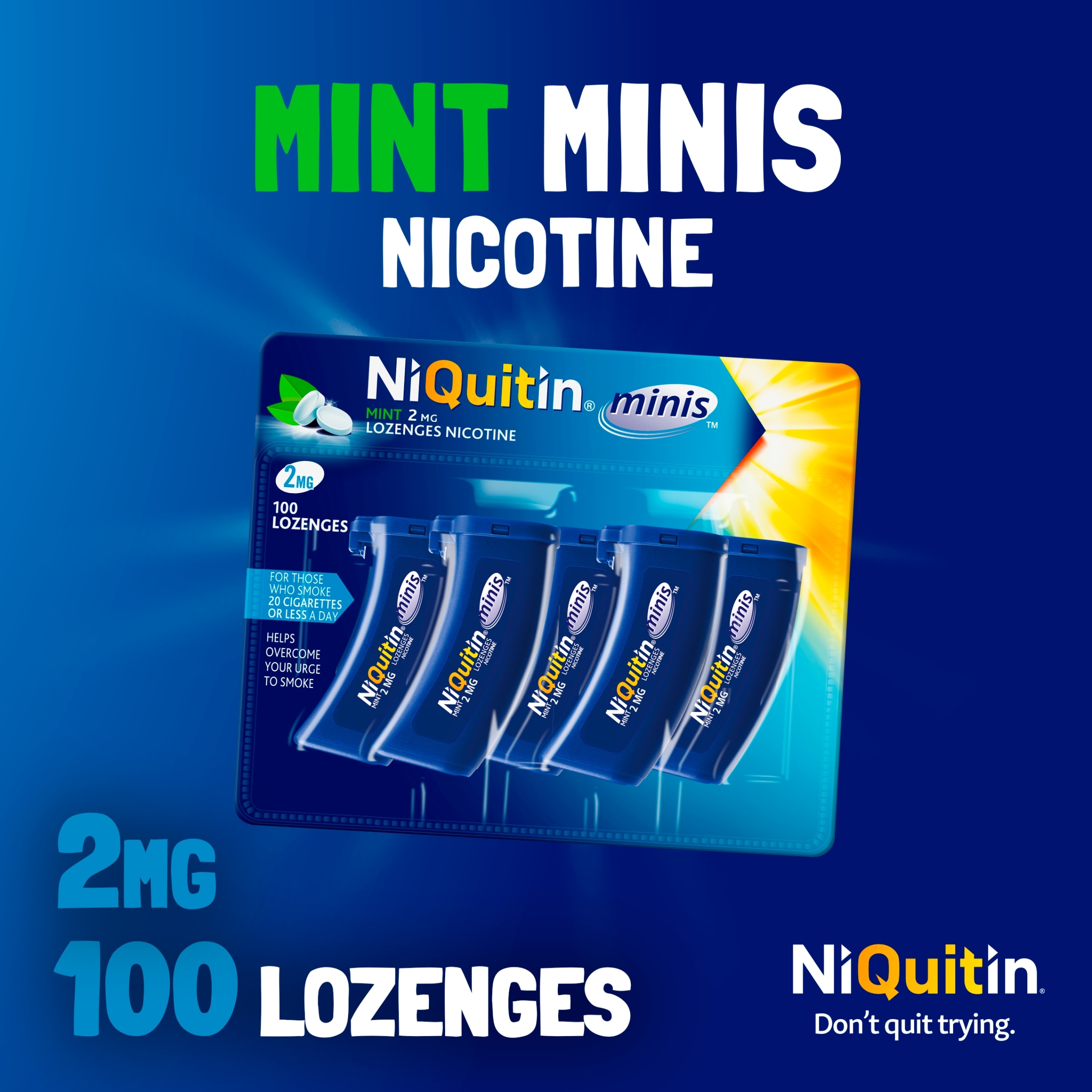 NiQuitin Minis 2mg Nicotine Lozenges - Mint 100s thumbnail 2