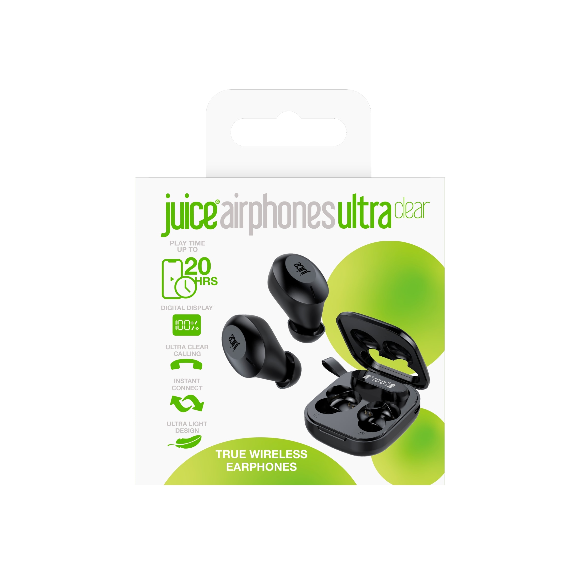 Juice Airphones Ultra Clear True Wireless Bluetooth In Ear Headphones Black