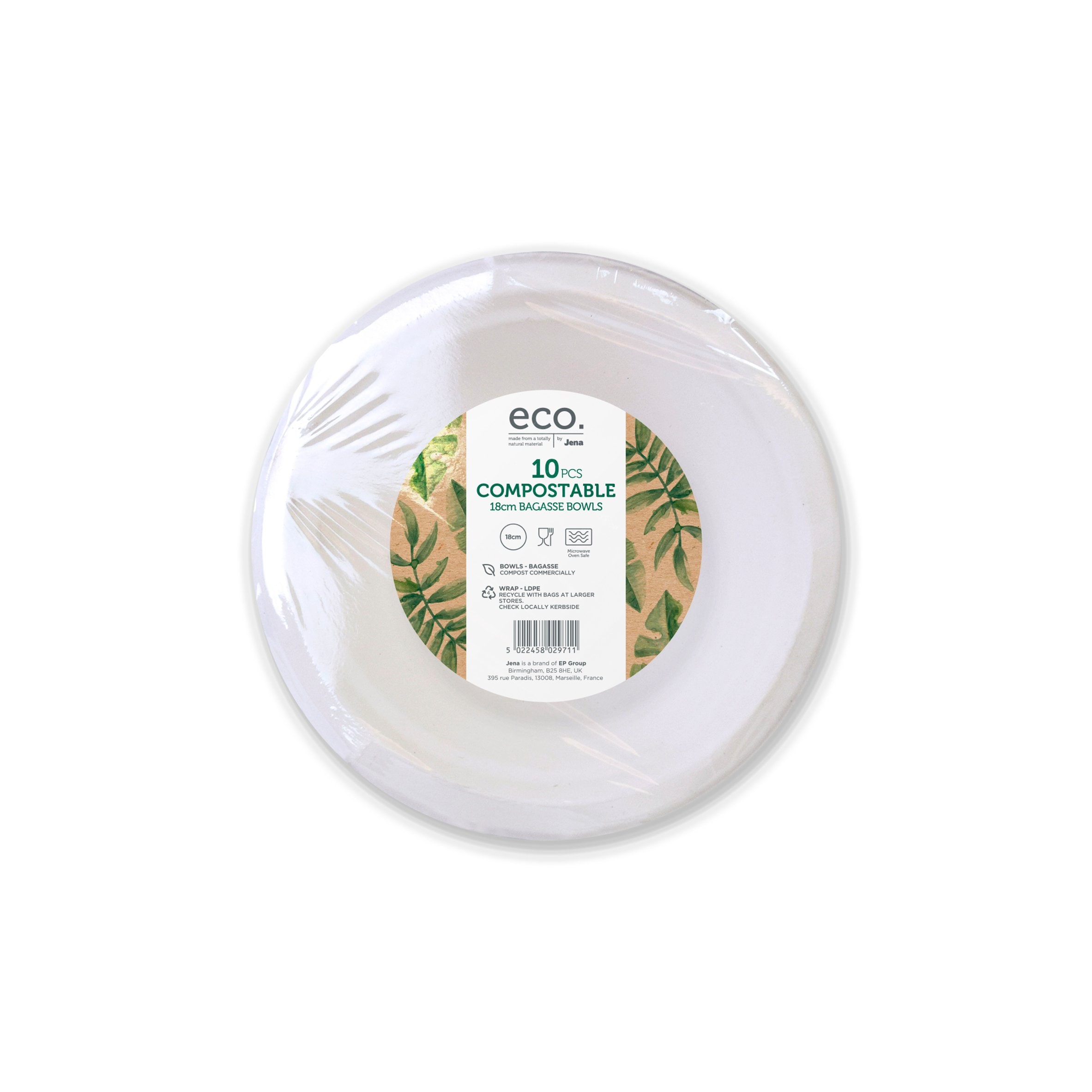 Jena Eco Bagasse Bowl 18Cm 10 Pack