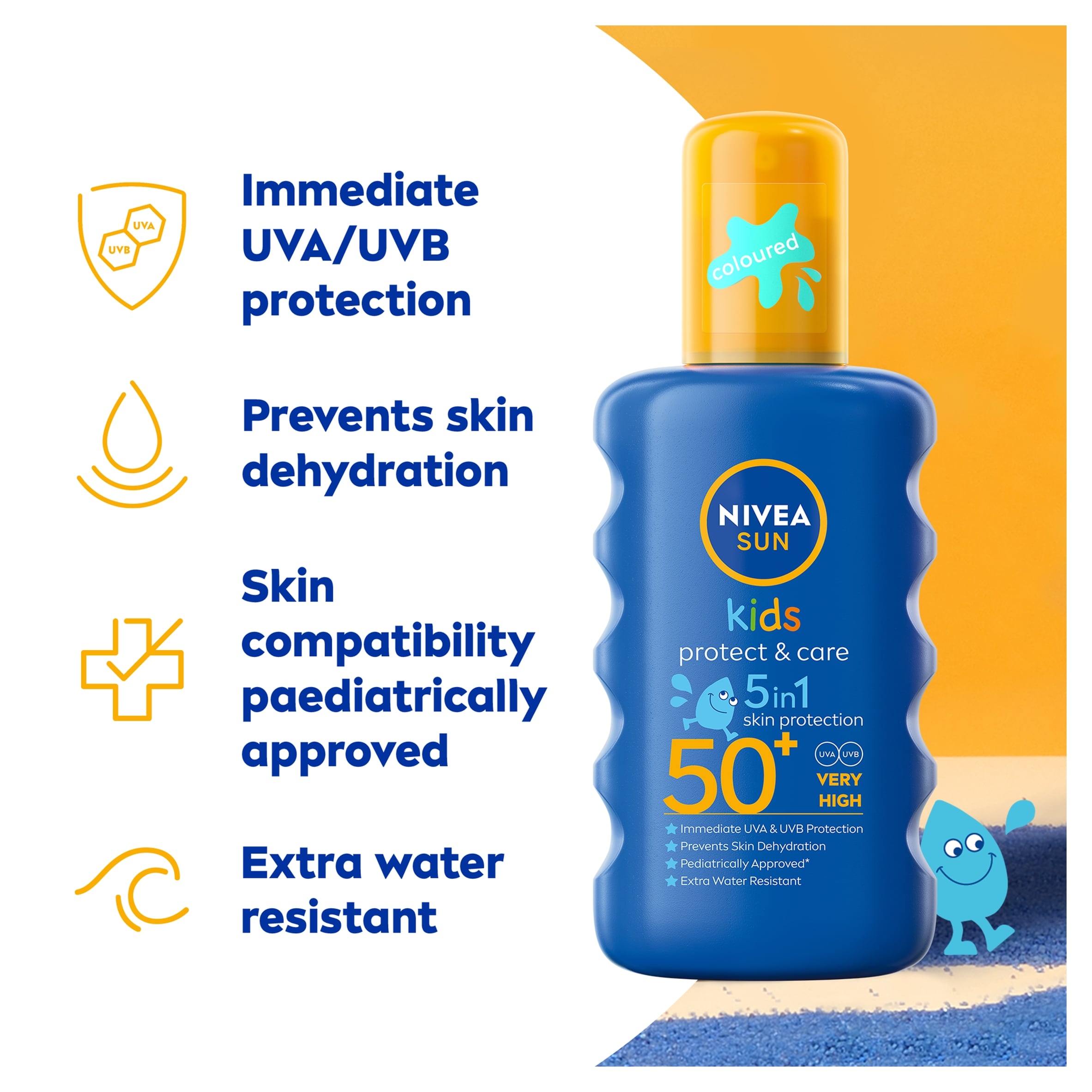 NIVEA SUN Kids Protect & Care Coloured Sun Cream Spray SPF50+ 200ml thumbnail 3