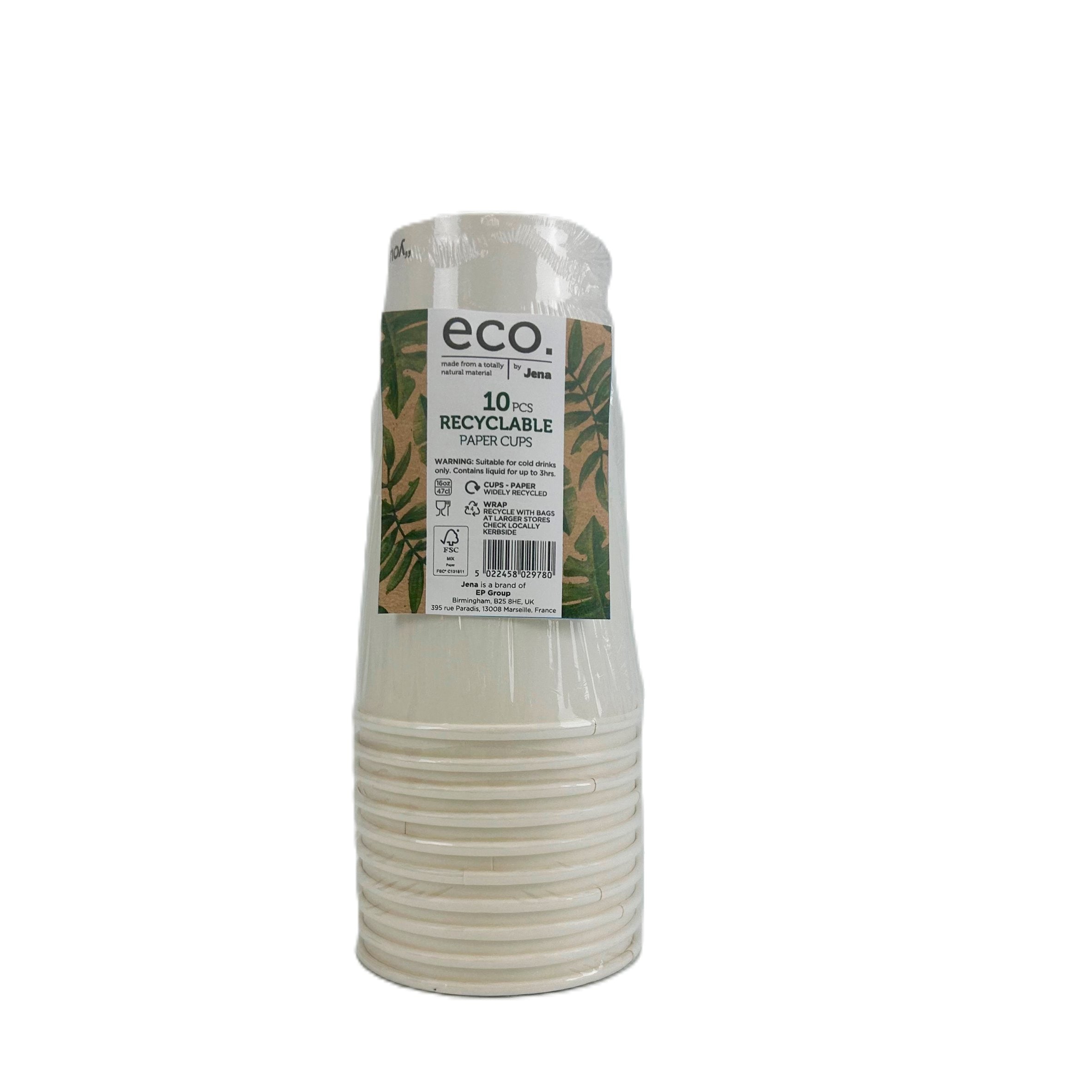 Jena Paper Recycable Cups 16Oz 10 Pack