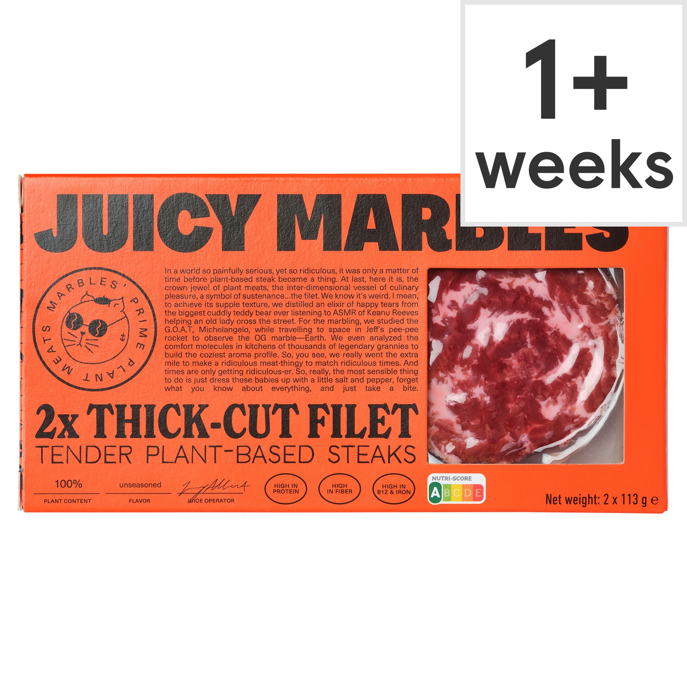 Juicy Marbles 2 Thick-Cut Fillet Plant Based Steaks 226g