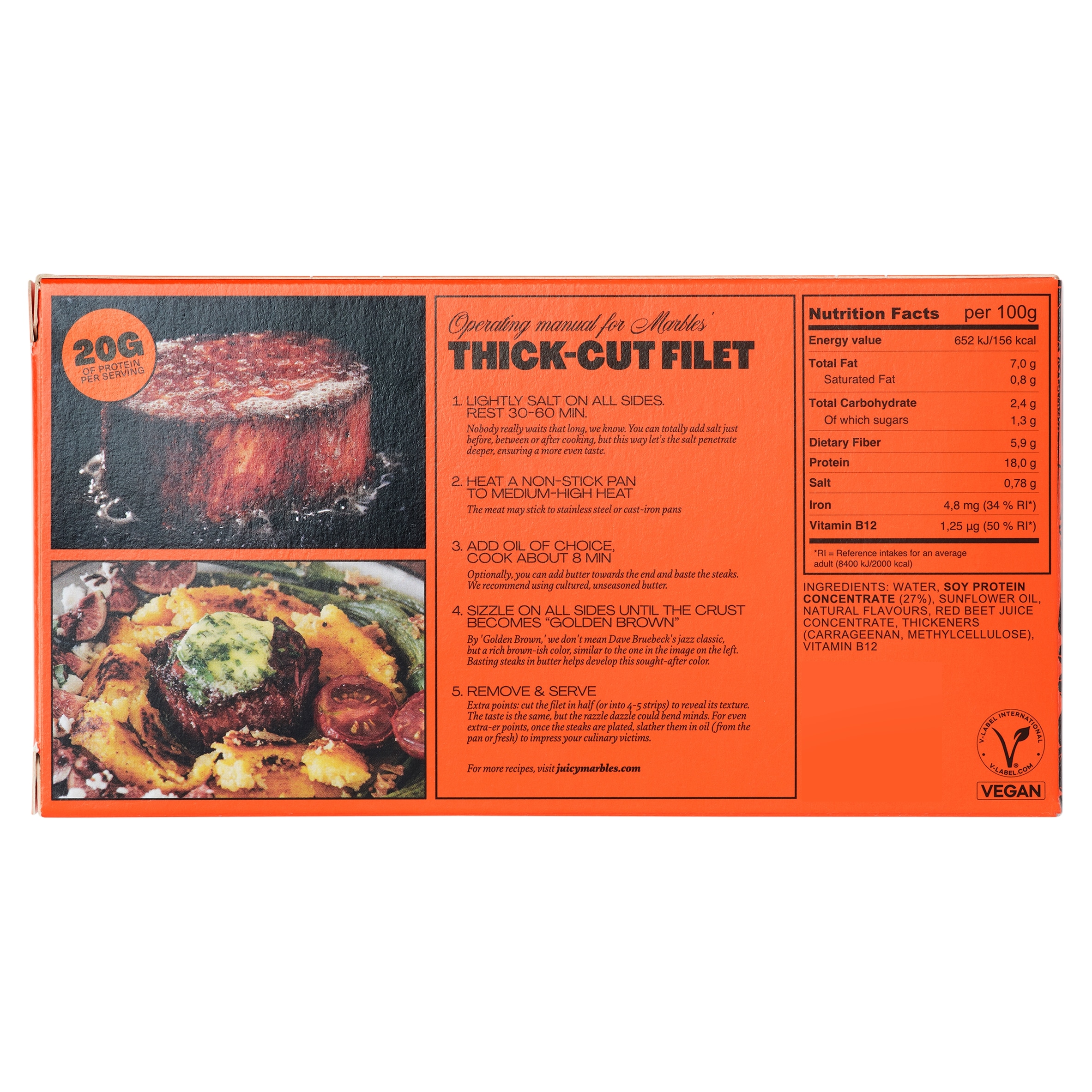 Juicy Marbles 2 Thick-Cut Fillet Plant Based Steaks 226g thumbnail 2
