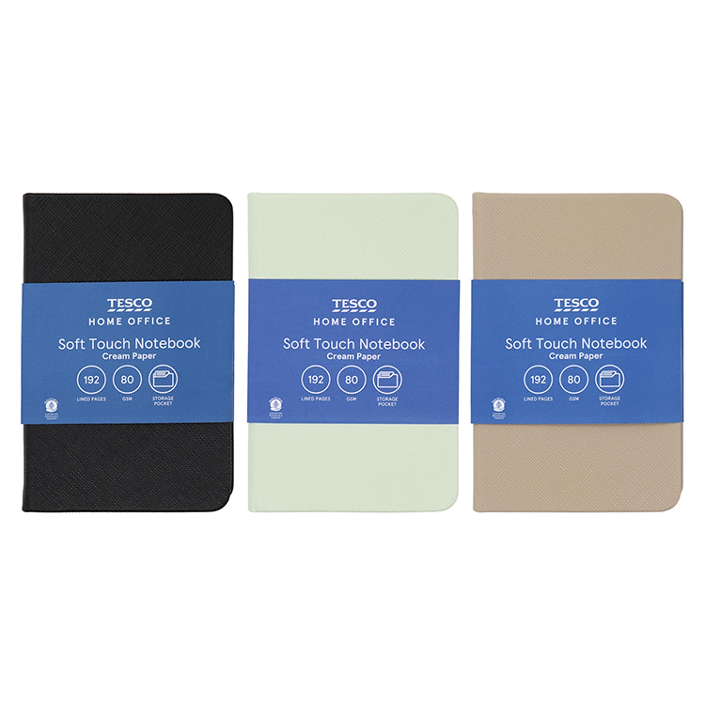 Tesco A6 Soft Touch Notebook 192 Pages - Assorted