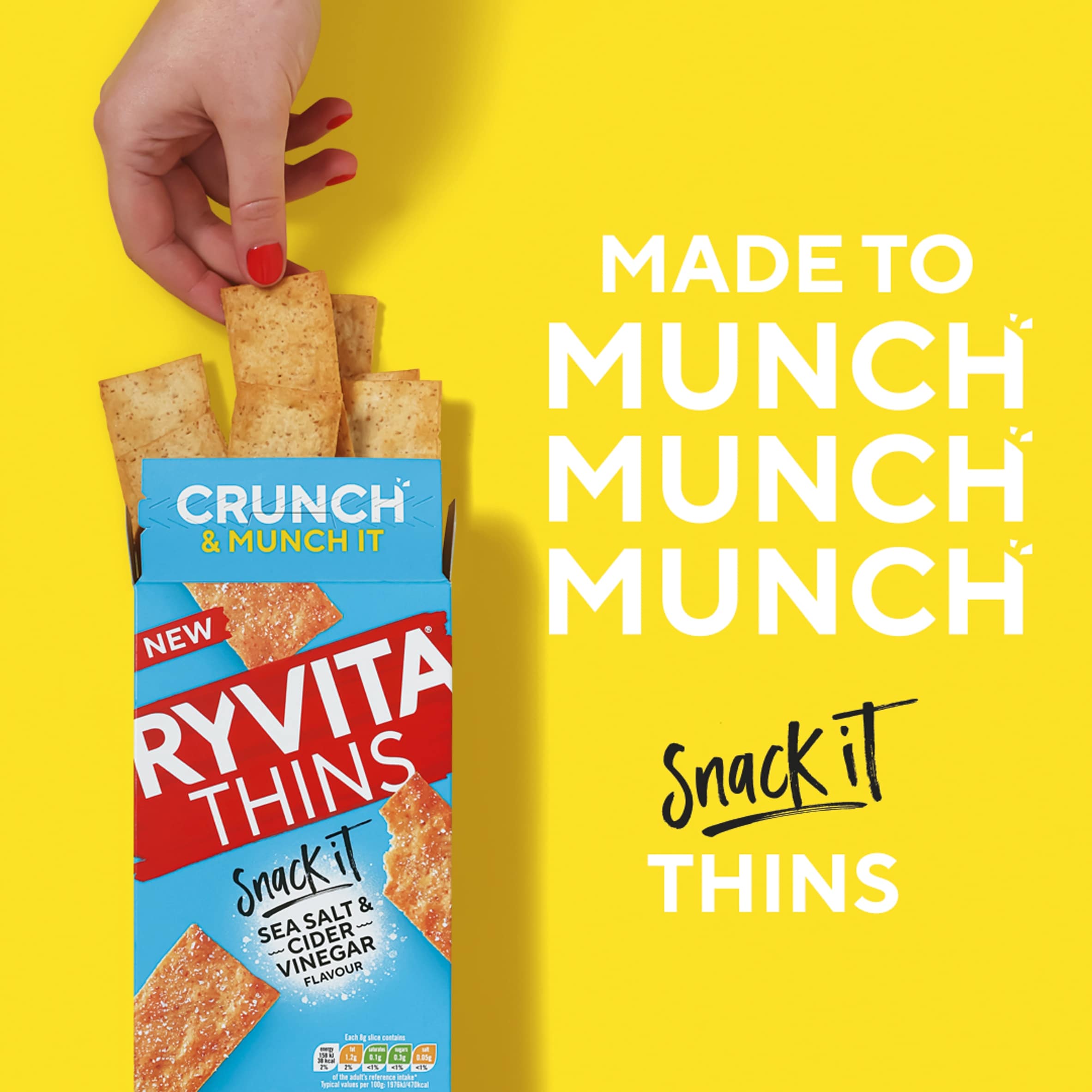 Ryvita Thins Snack It Sea Salt & Cider Vinegar Flavour Flatbread Snacks 125g thumbnail 3