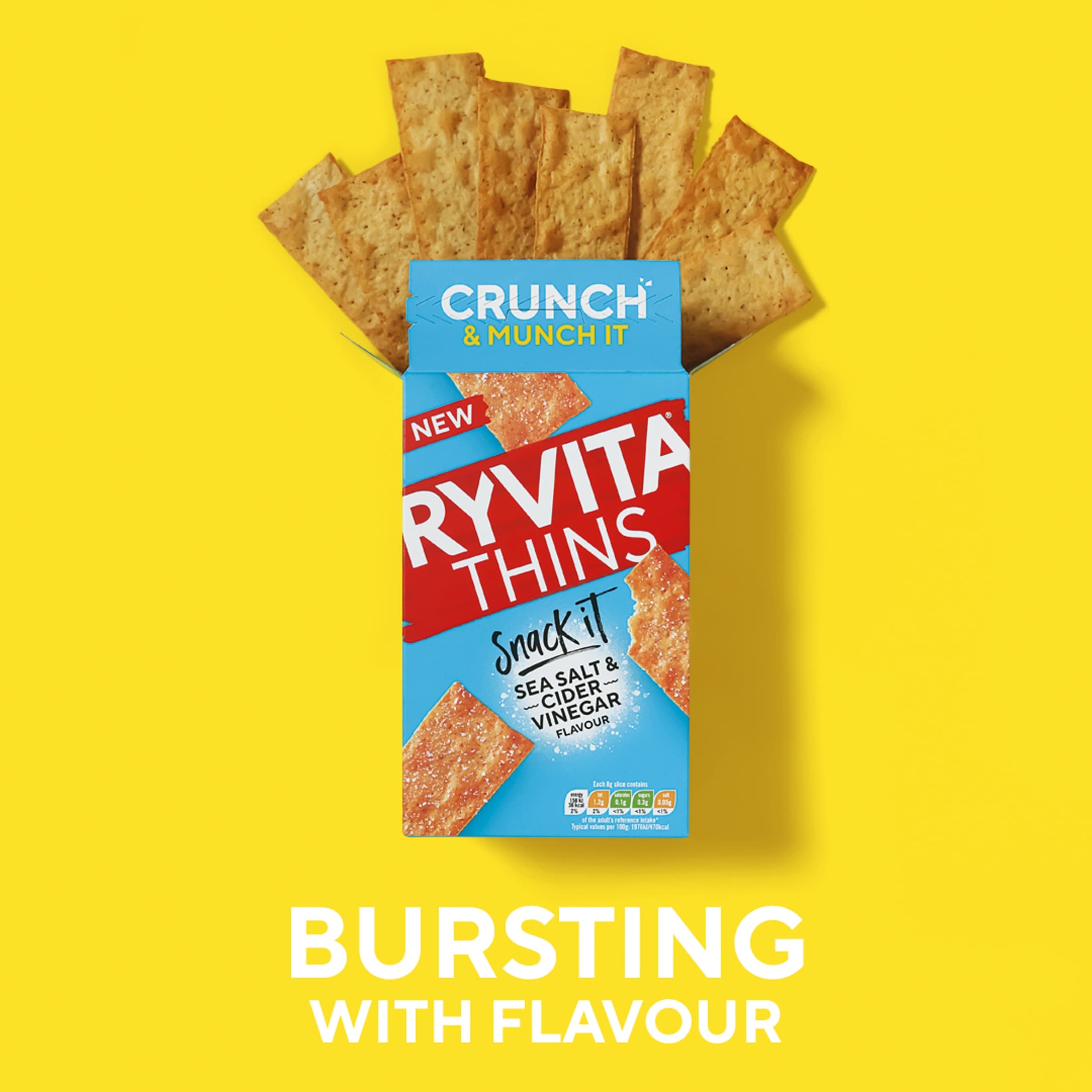 Ryvita Thins Snack It Sea Salt & Cider Vinegar Flavour Flatbread Snacks 125g thumbnail 4