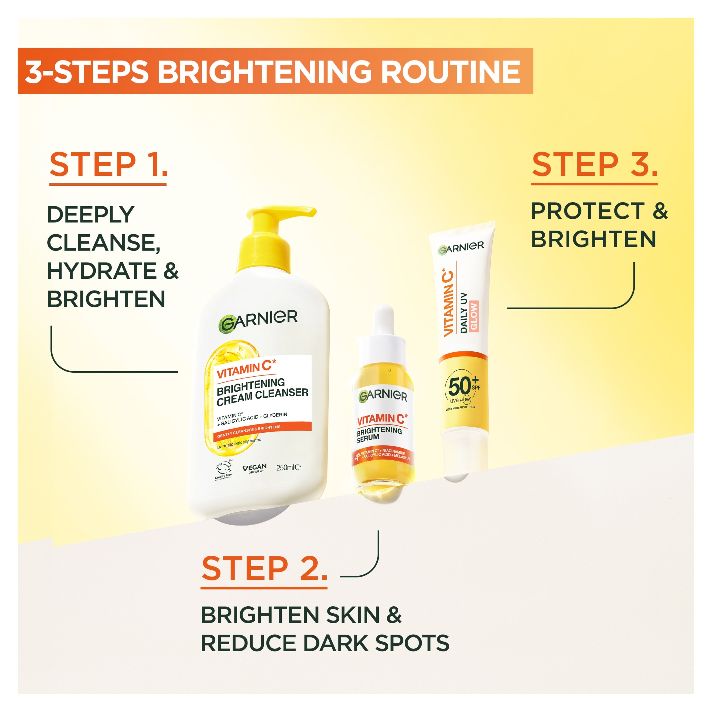 Garnier Skinactive Brightening Vitamin C Cream Cleanser 250ml thumbnail 5
