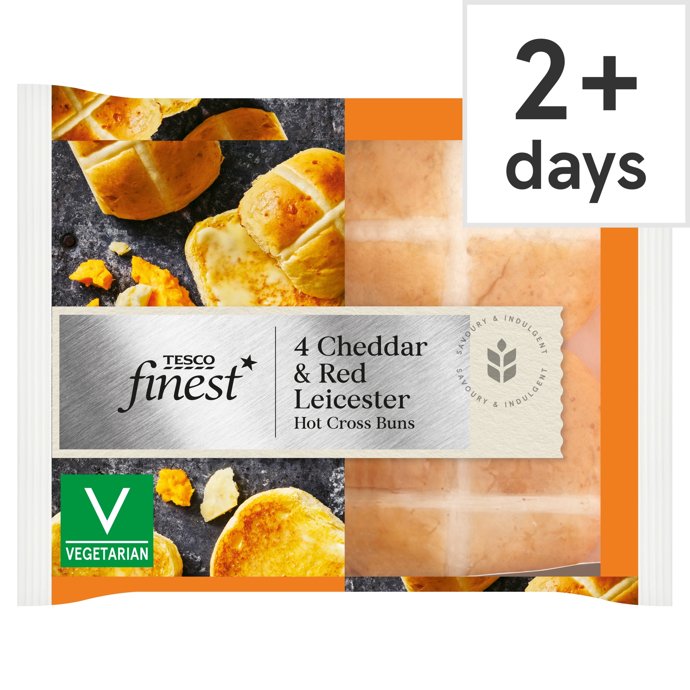 Tesco Finest 4 Cheddar & Red Leicester Hot Cross Buns