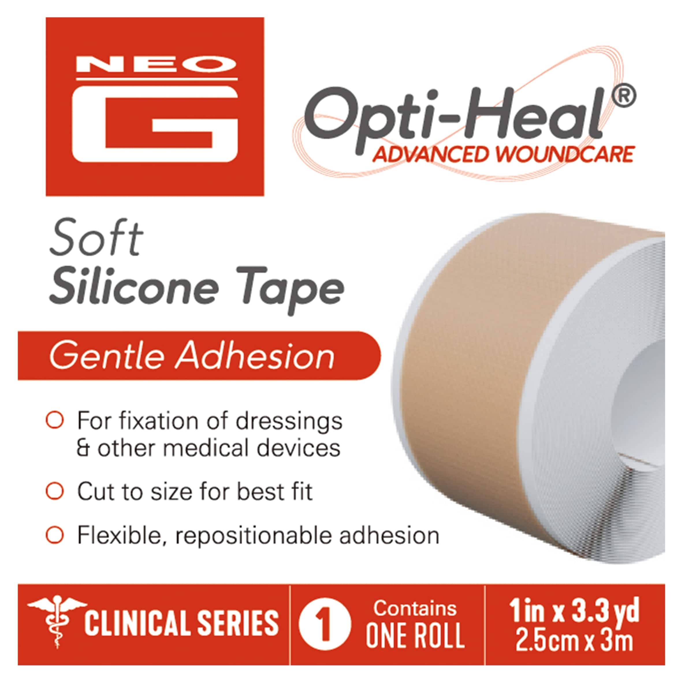 Neo G Opti-Heal Soft Silicone Medical Tape 2.5cm X 3m