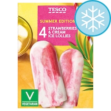Tesco Strawberries and Cream Ice Lollies 284g (4x70ml)