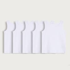 F&F School Boys 5-Pack Pure Cotton Vests in White