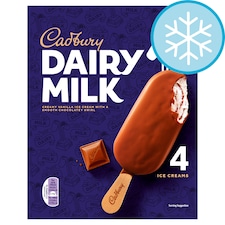 Cadbury Dairy Milk Ice Cream Sticks 4x90ml