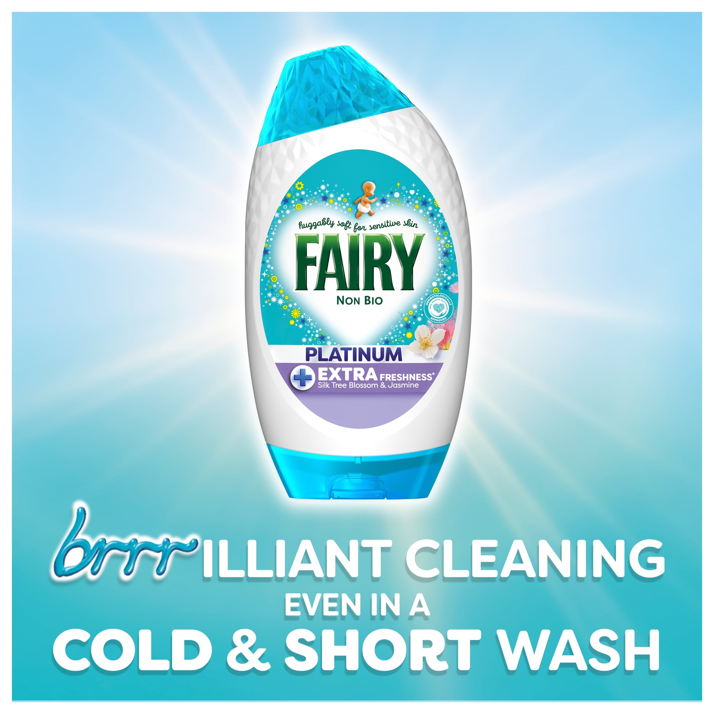 Fairy Non Bio Platinum Washing Liquid Gel Silk Tree Blossom & Jasmine 38 Washes 1254ML thumbnail 5
