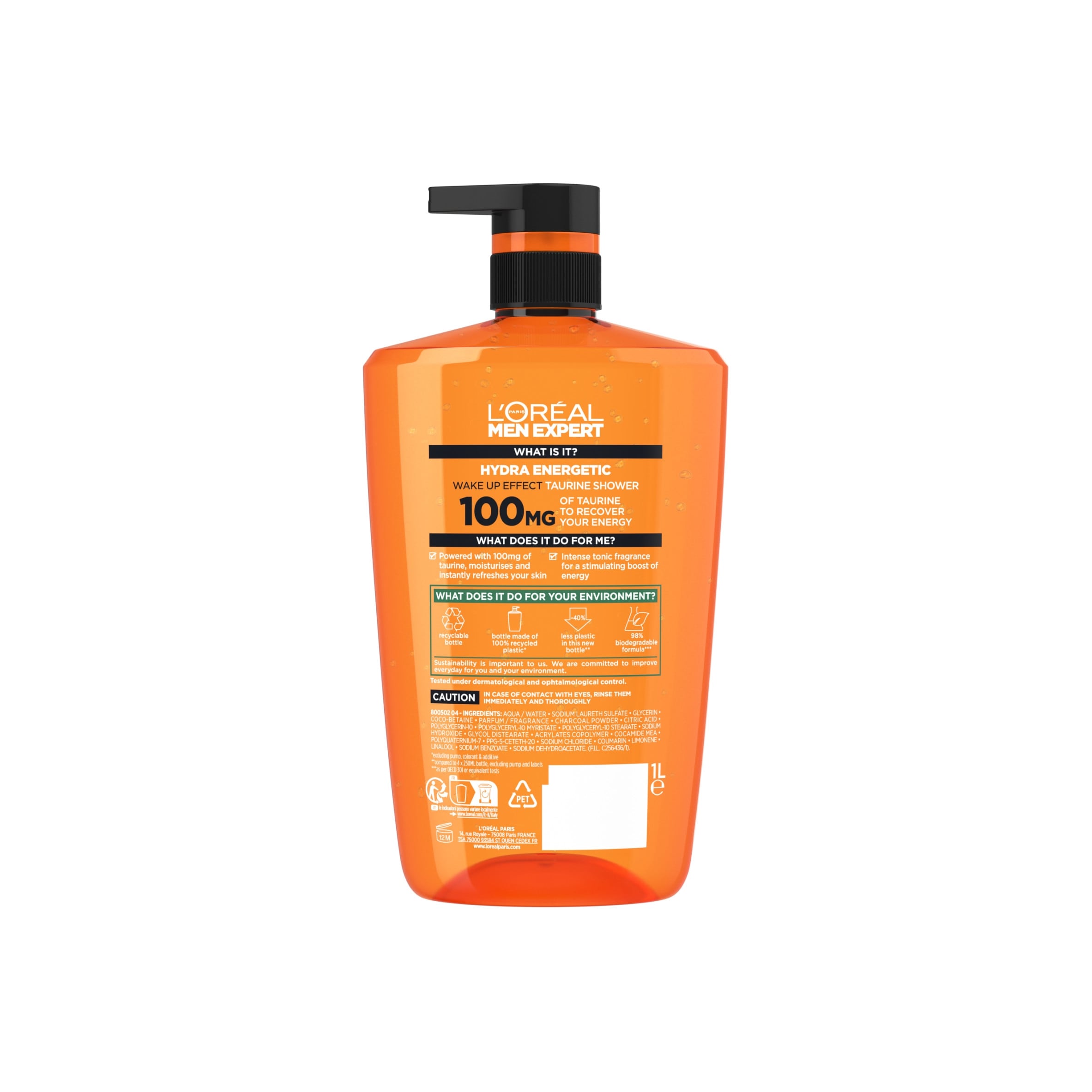 L'Oreal Men Expert Hydra Energetic Shower Gel 1 Litre thumbnail 2