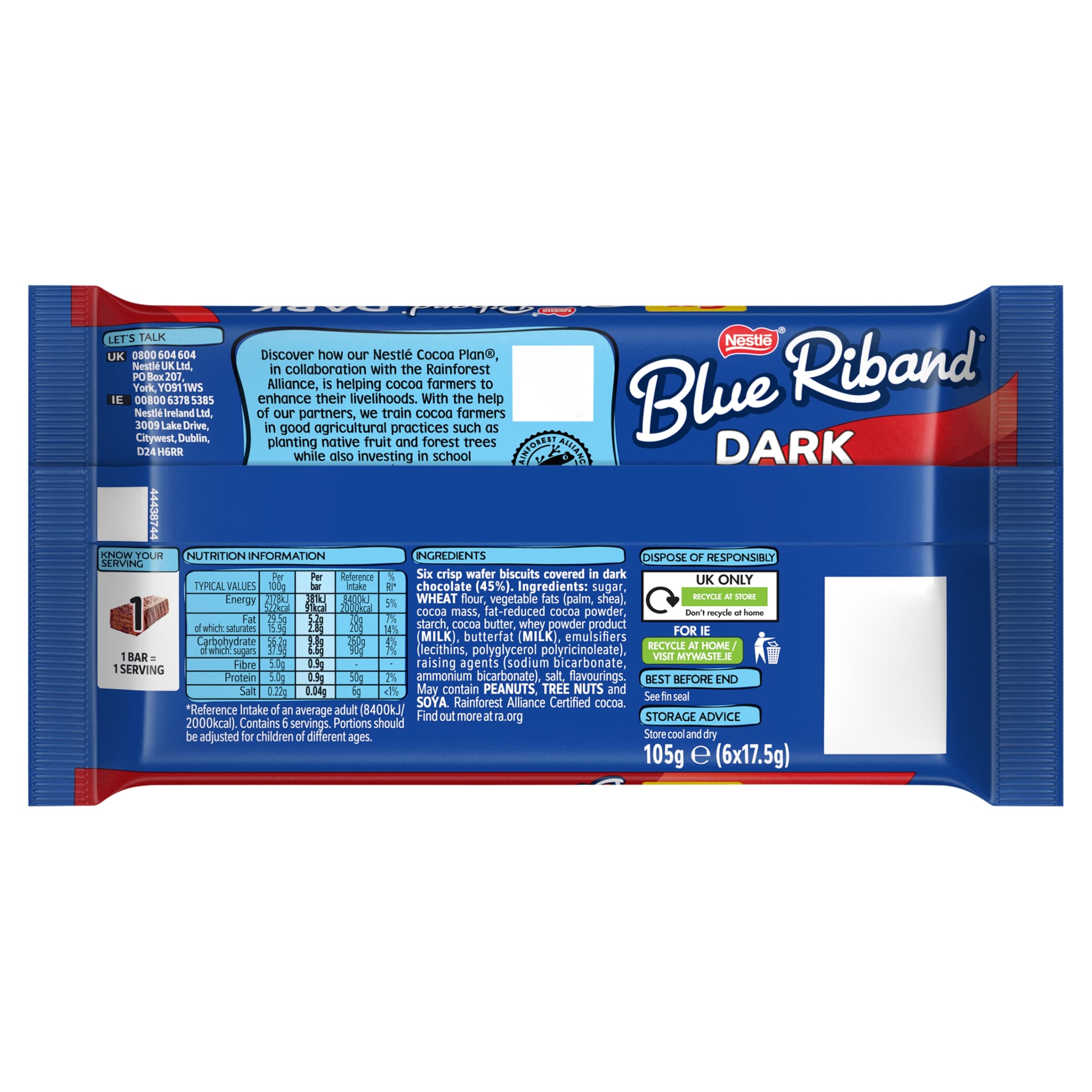 Blue Riband Dark Chocolate Wafer Bars 6 x 17.5g thumbnail 3