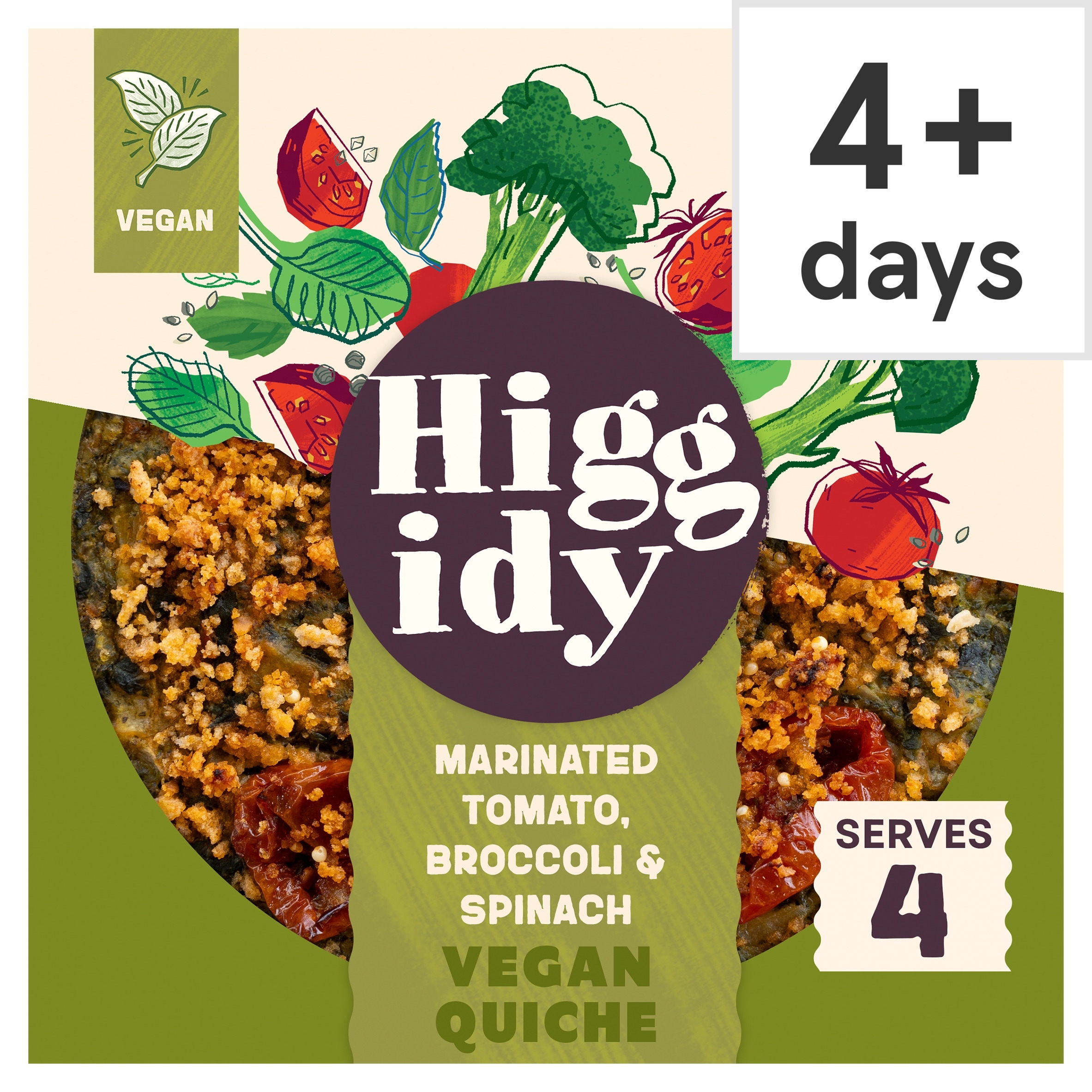 Higgidy Vegan Roasted Tomato, Broccoli & Spinach Quiche with basil