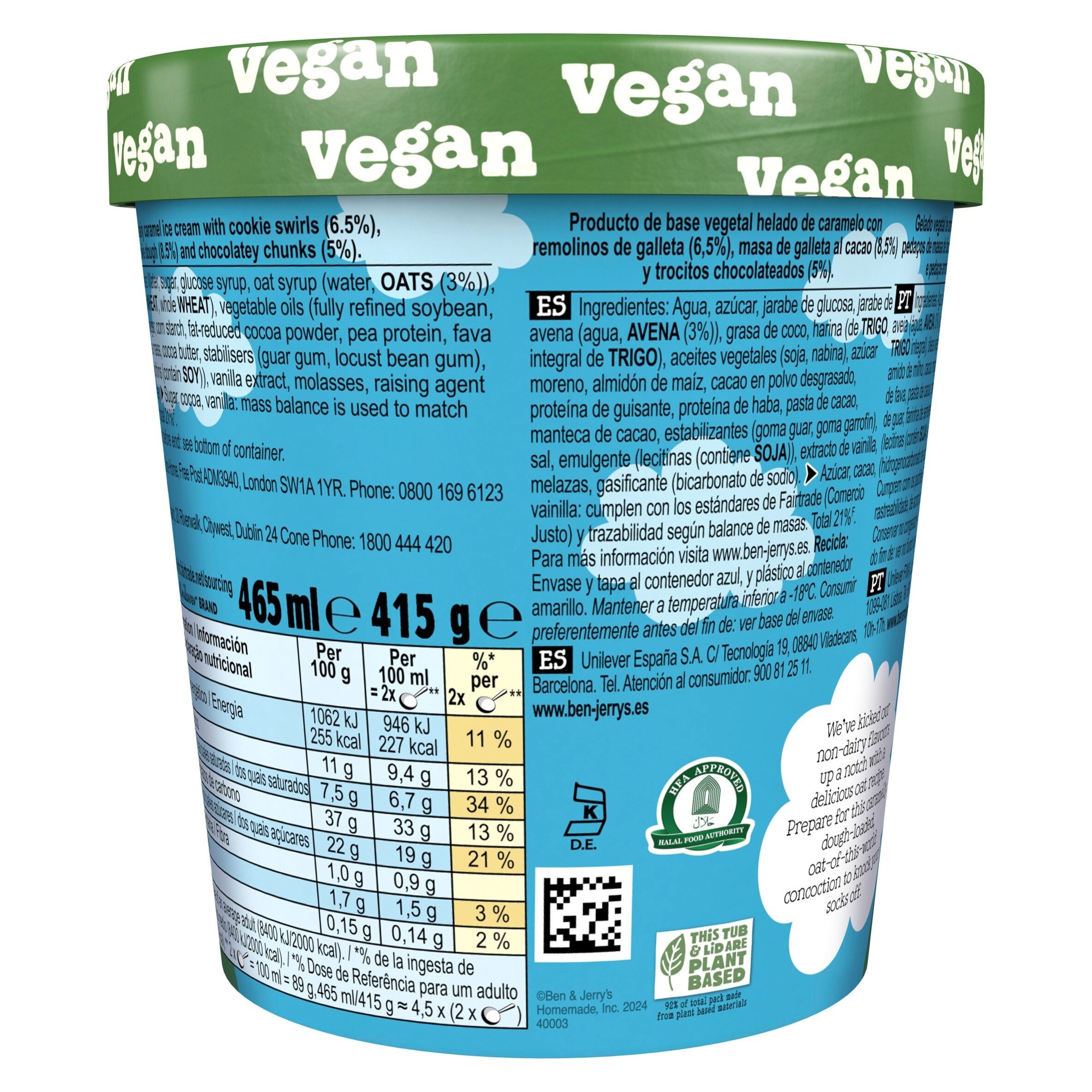 Ben & Jerry's Cookies On Cookie Dough Non Dairy Ice Cream Tub 465ml thumbnail 2