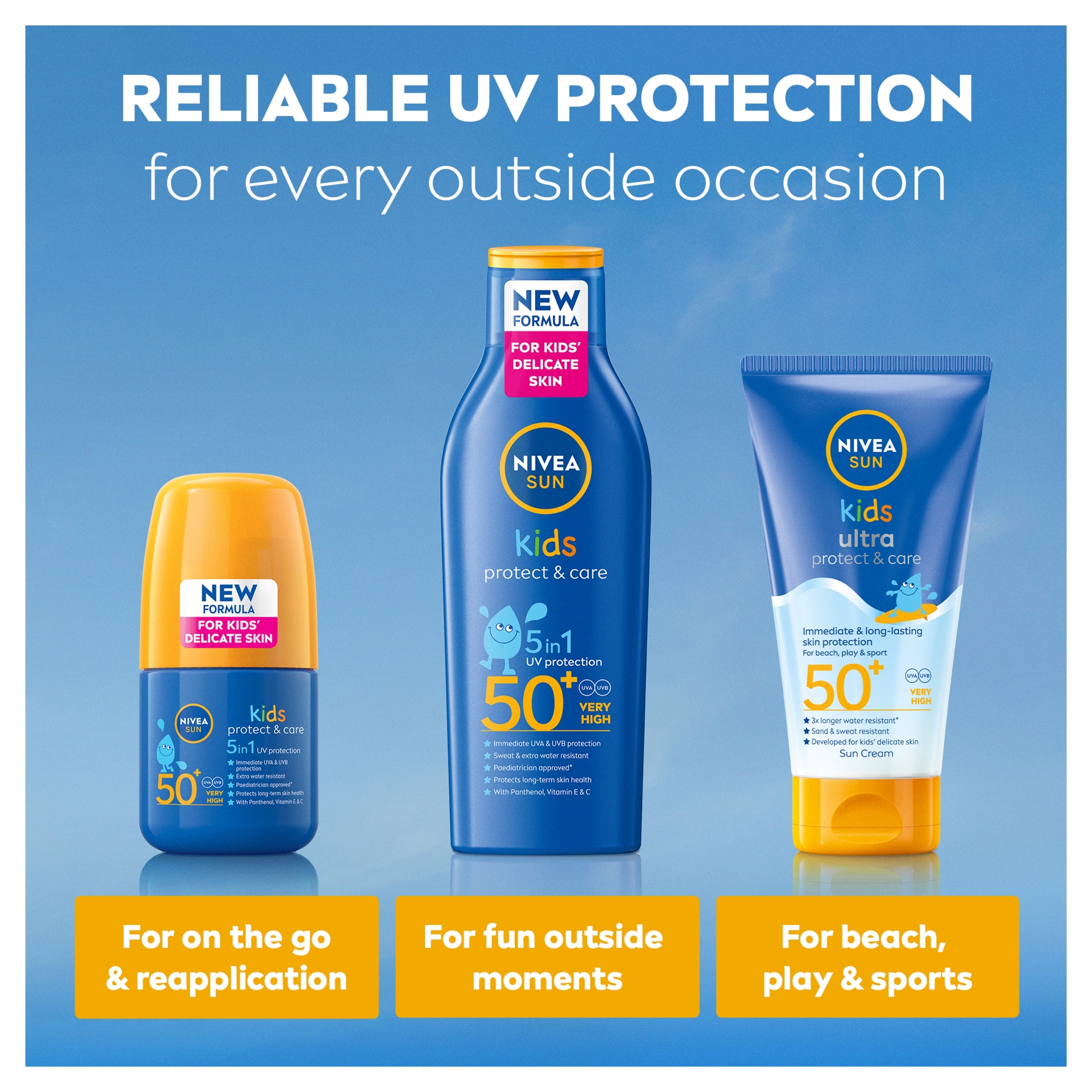 NIVEA SUN Kids Protect & Care Sun Cream Roll-On SPF50+ 50ml thumbnail 4