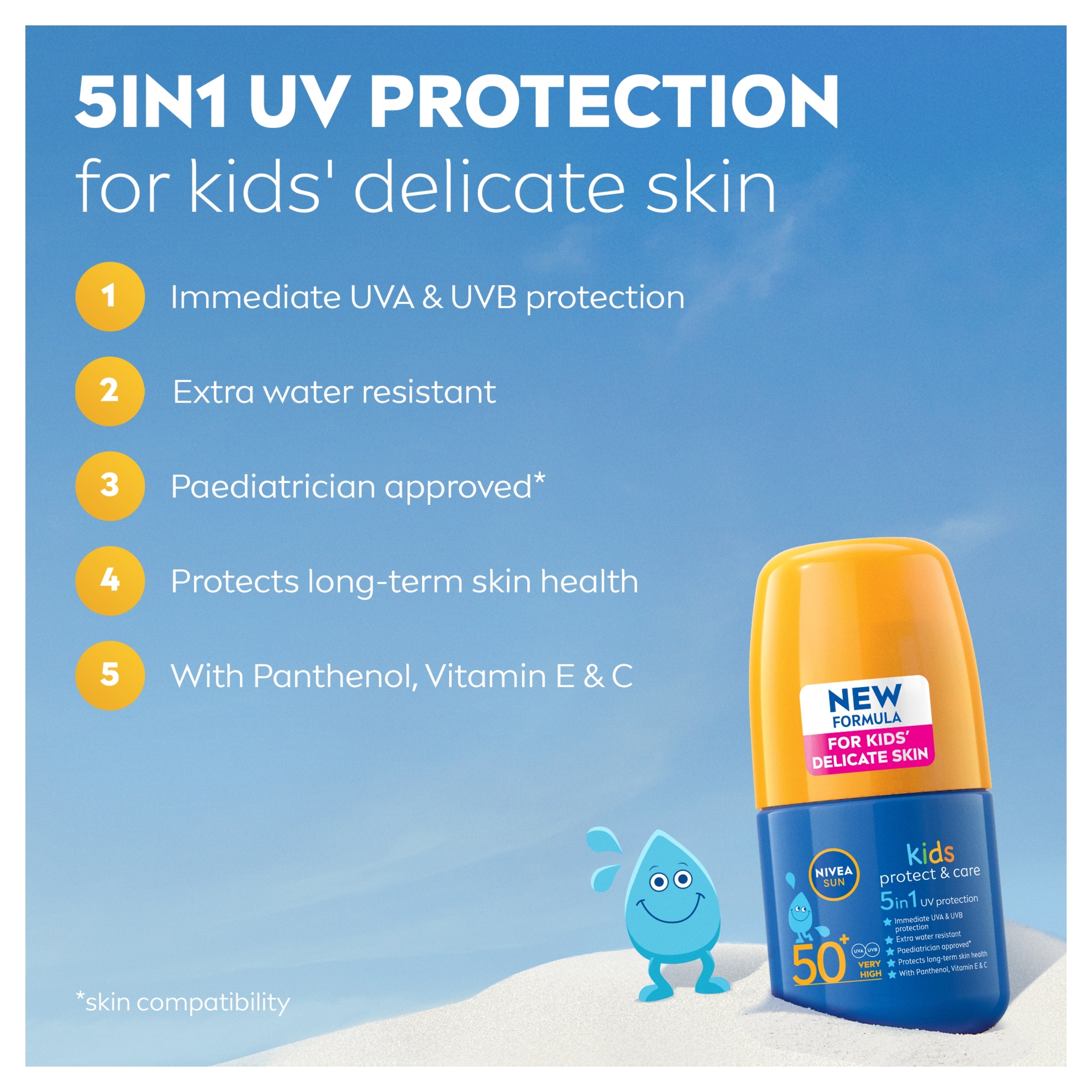 NIVEA SUN Kids Protect & Care Sun Cream Roll-On SPF50+ 50ml thumbnail 5