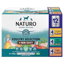 Naturo Adult Dog Grain & Gluten Free Poultry Selection in Herb Gravy 12 x 100g