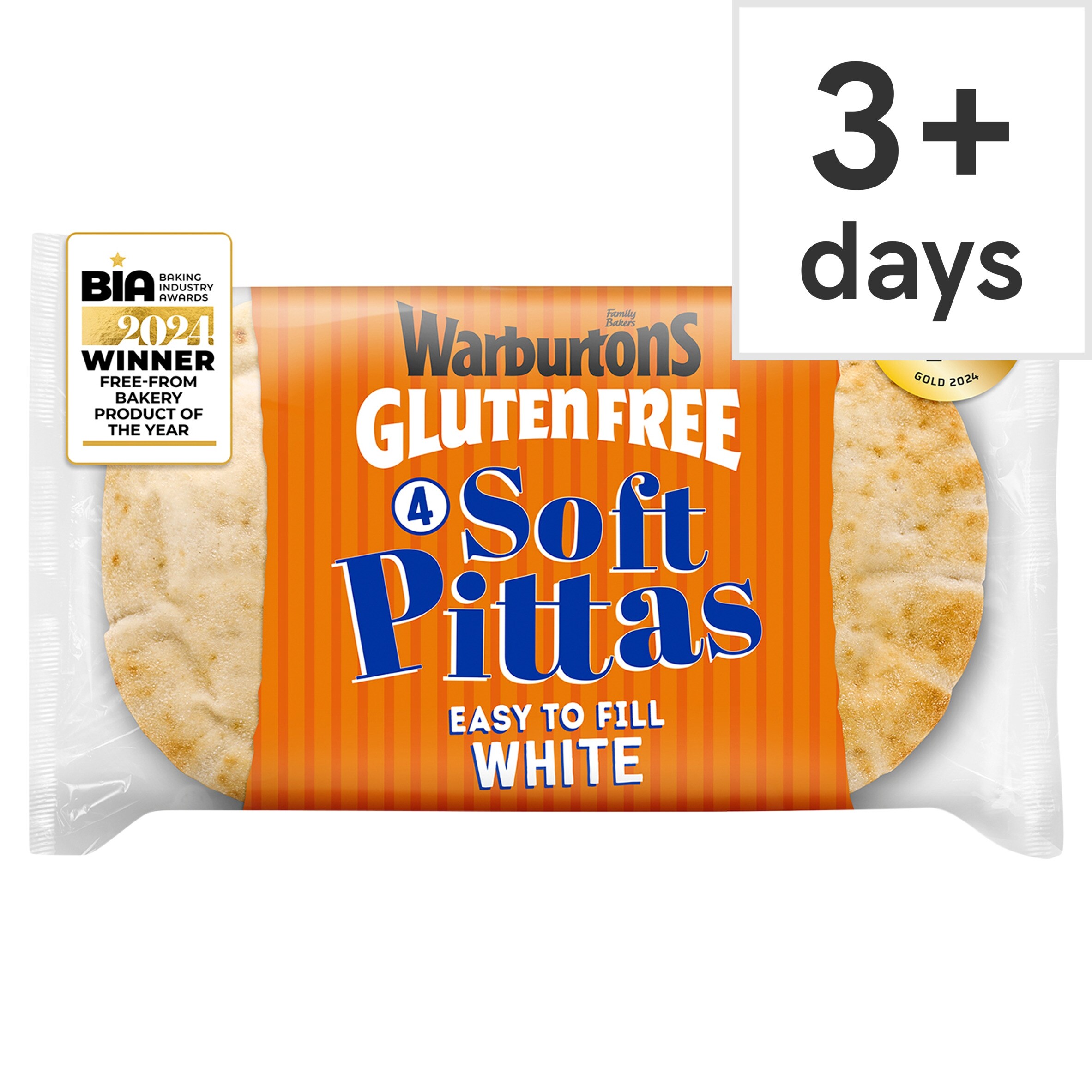 Warburtons Gluten Free Soft White Pitta Breads 4 Pack