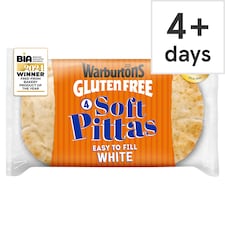 Warburtons Gluten Free Soft White Pitta Breads 4 Pack