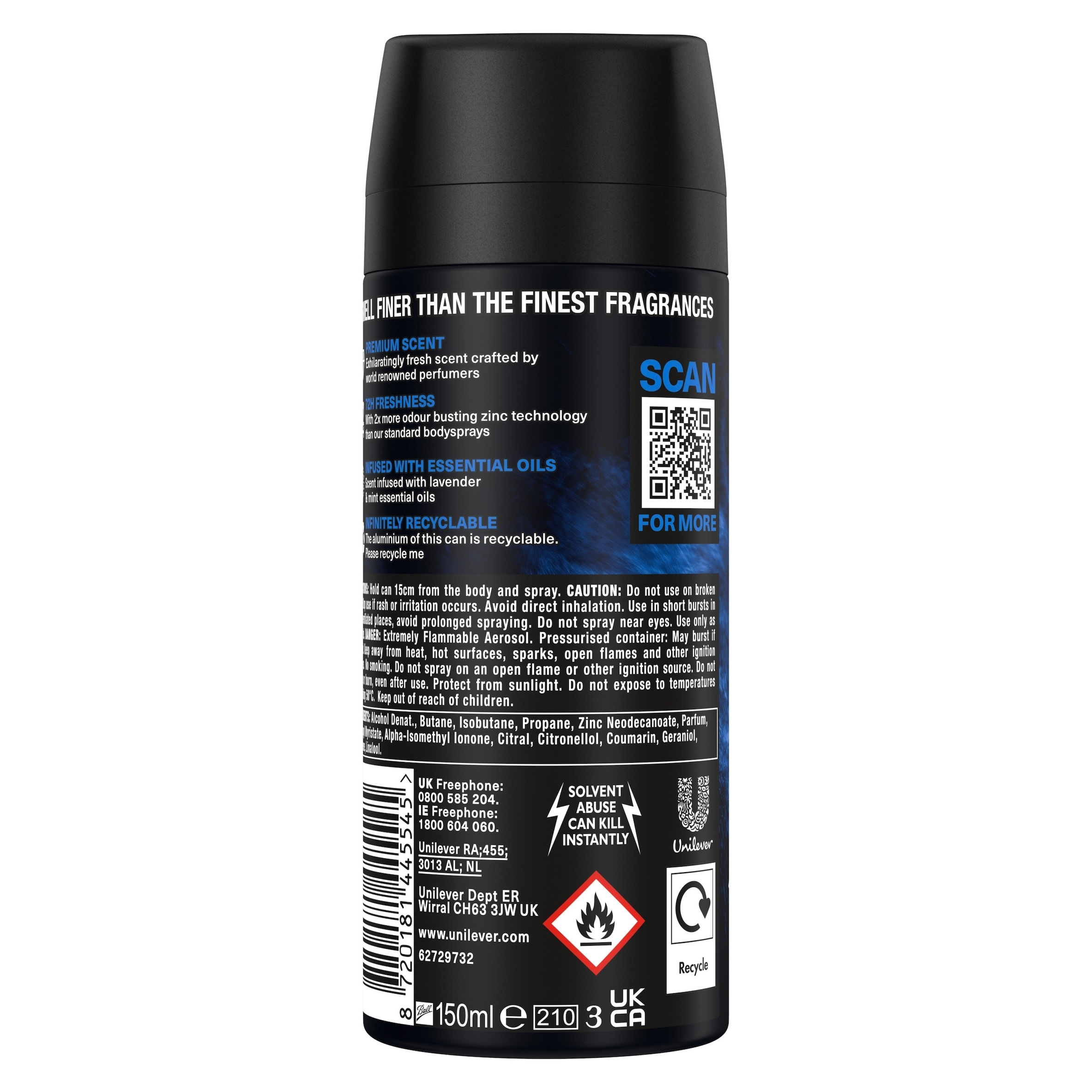 Lynx Blue Lavender 72h Fine Fragrance Deodorant Bodyspray for Men 150ml thumbnail 5
