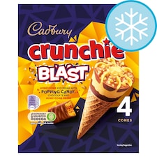 Cadbury Crunchie Blast Ice Cream Cones 4x100ml