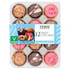 Tesco Party Cupcakes - Vanilla, Chocolate, Raspberry 12 Pack