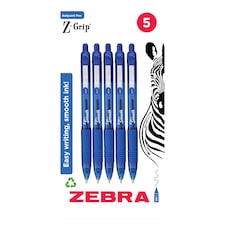 Zebra Grip Ballpoint Pens Blue 5 pk