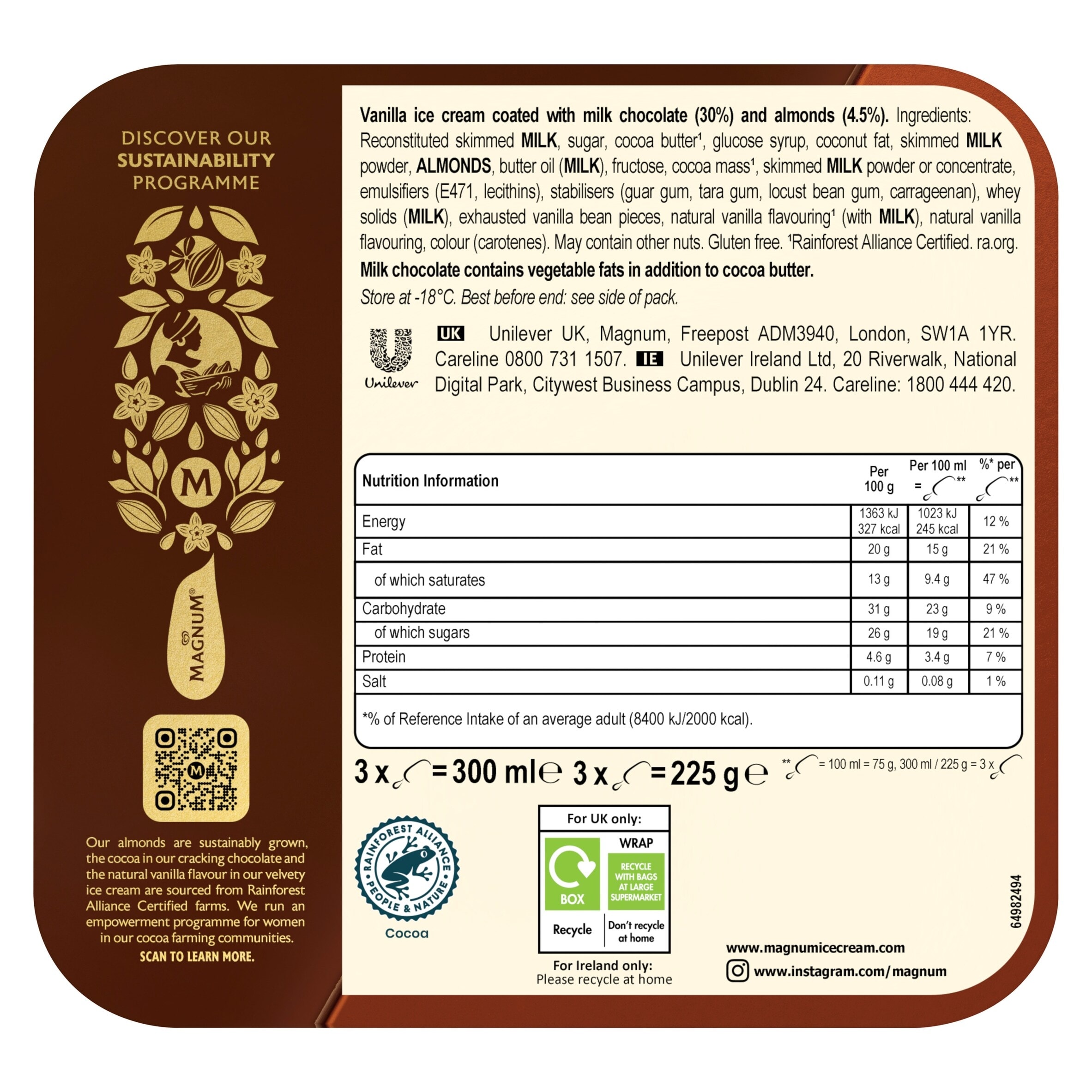 Magnum Almond Ice Cream Sticks 3x100ml  thumbnail 2