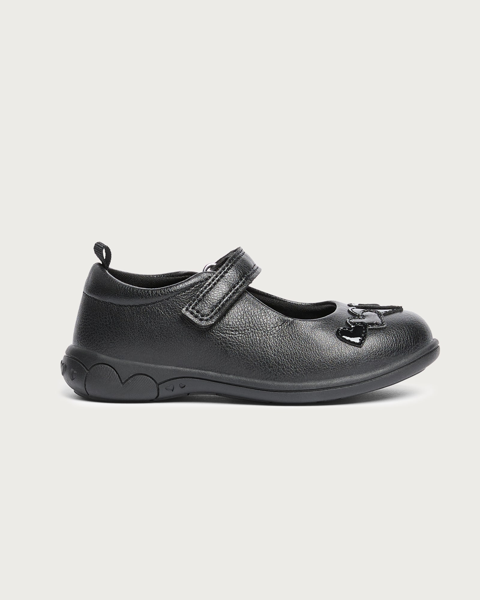 F&F School Girls Heart Detail Mary Jane Shoes in Black