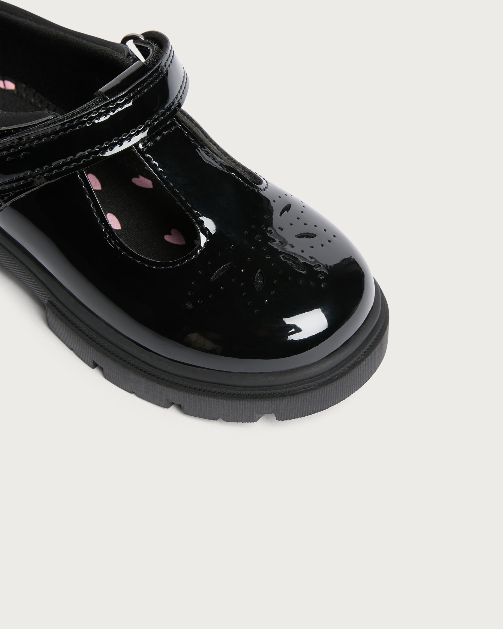 F&F School Girls Patent T Bar Shoes in Black thumbnail 3