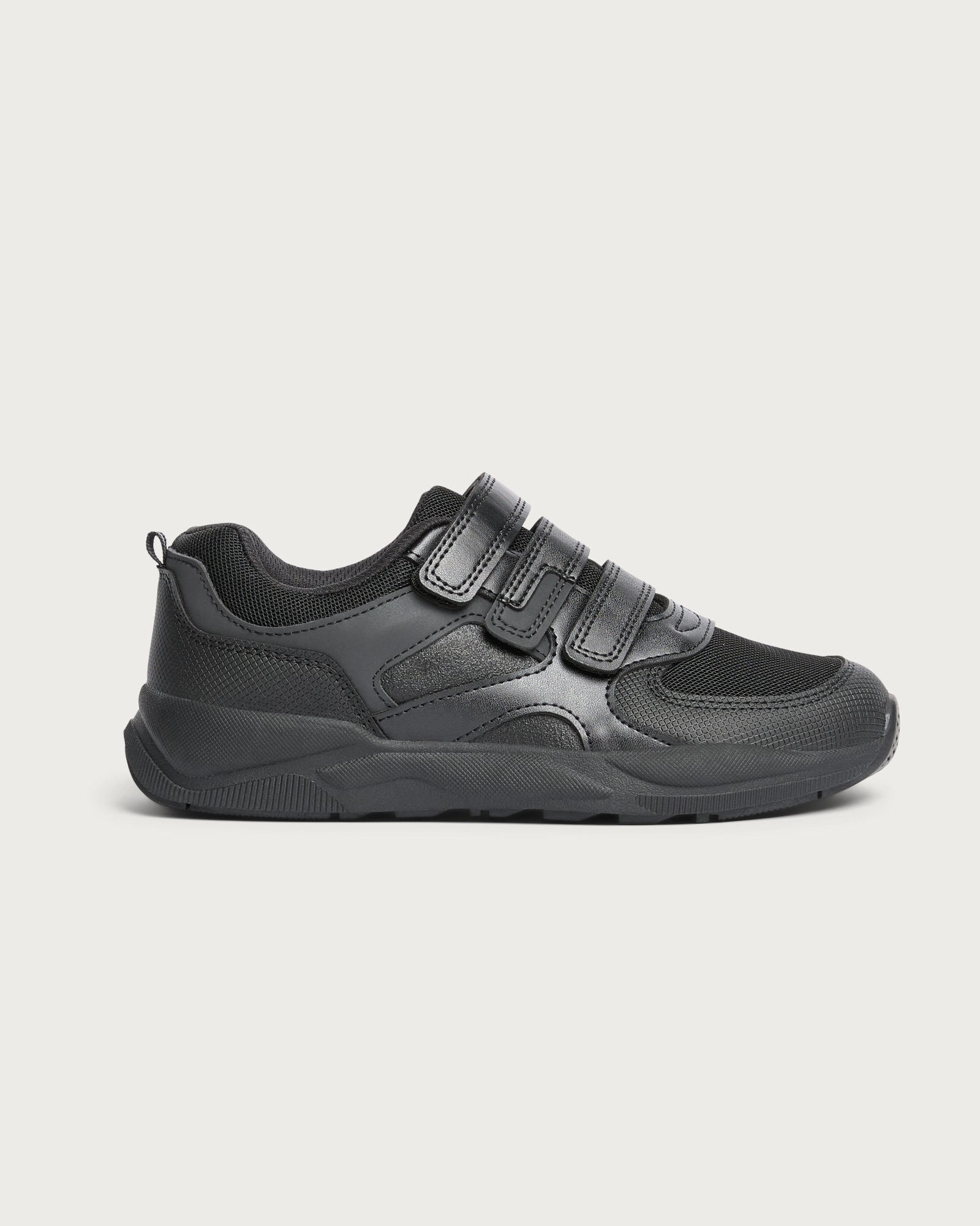 F&F School Boys Triple Strap Fastening Trainers in Black