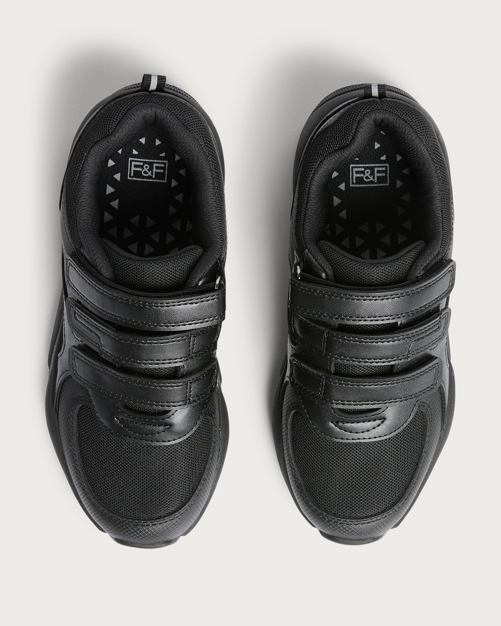 F&F School Boys Triple Strap Fastening Trainers in Black thumbnail 2