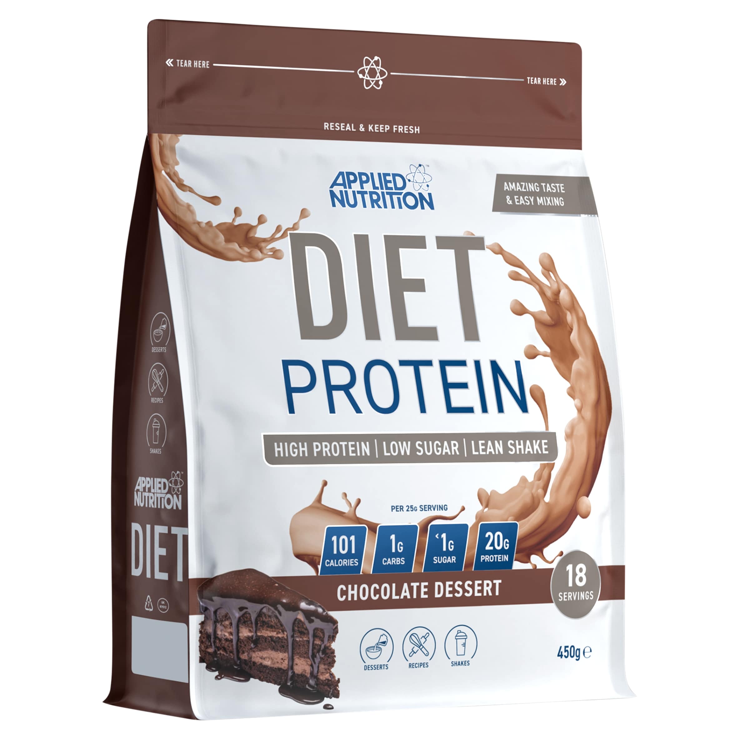 Applied Nutrition Diet Protein Powder Chocolate Dessert 450g