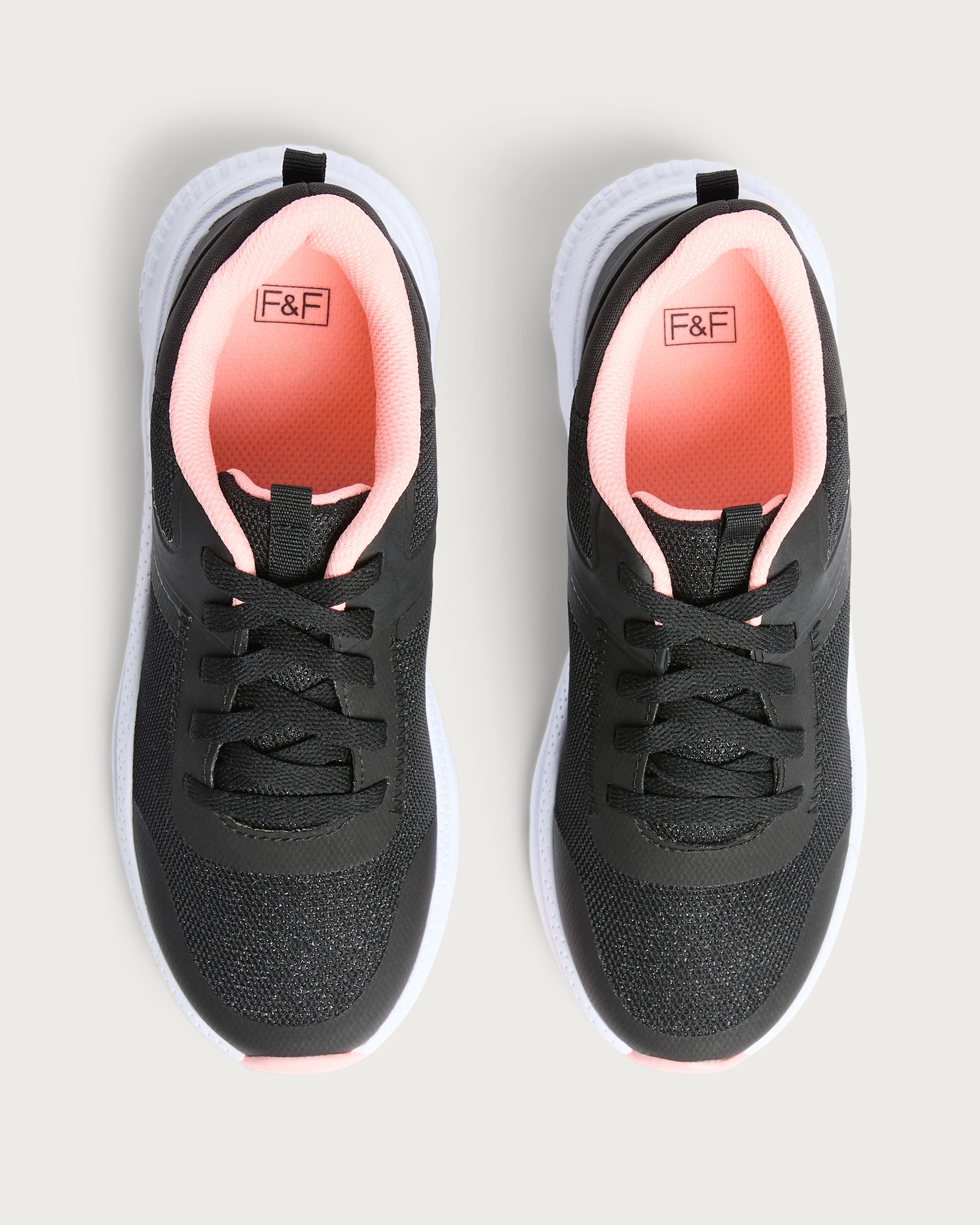 F&F School Girls Glitter Mesh Trainers in Black thumbnail 2