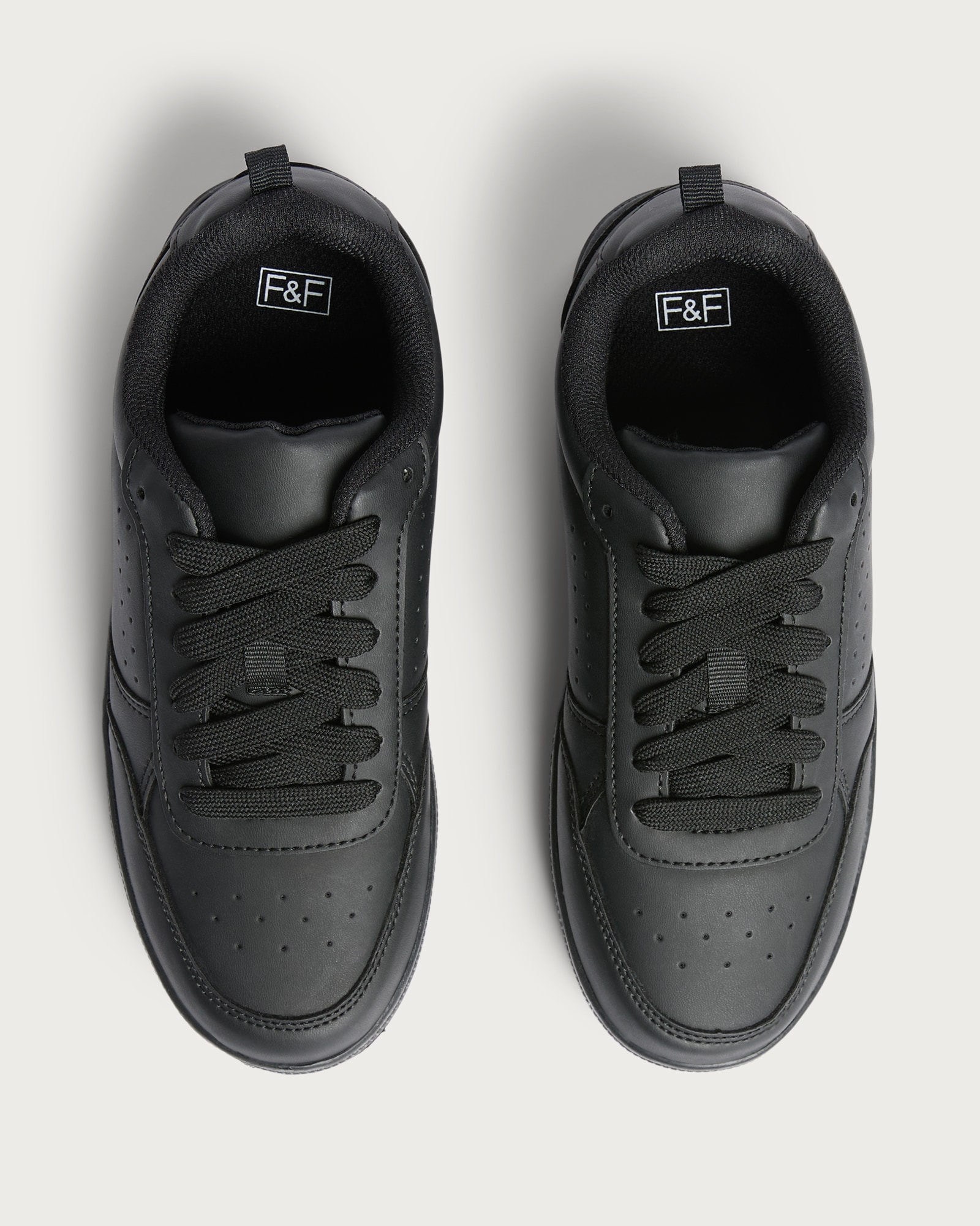 F&F School Boys Lace Up Trainers in Black thumbnail 2