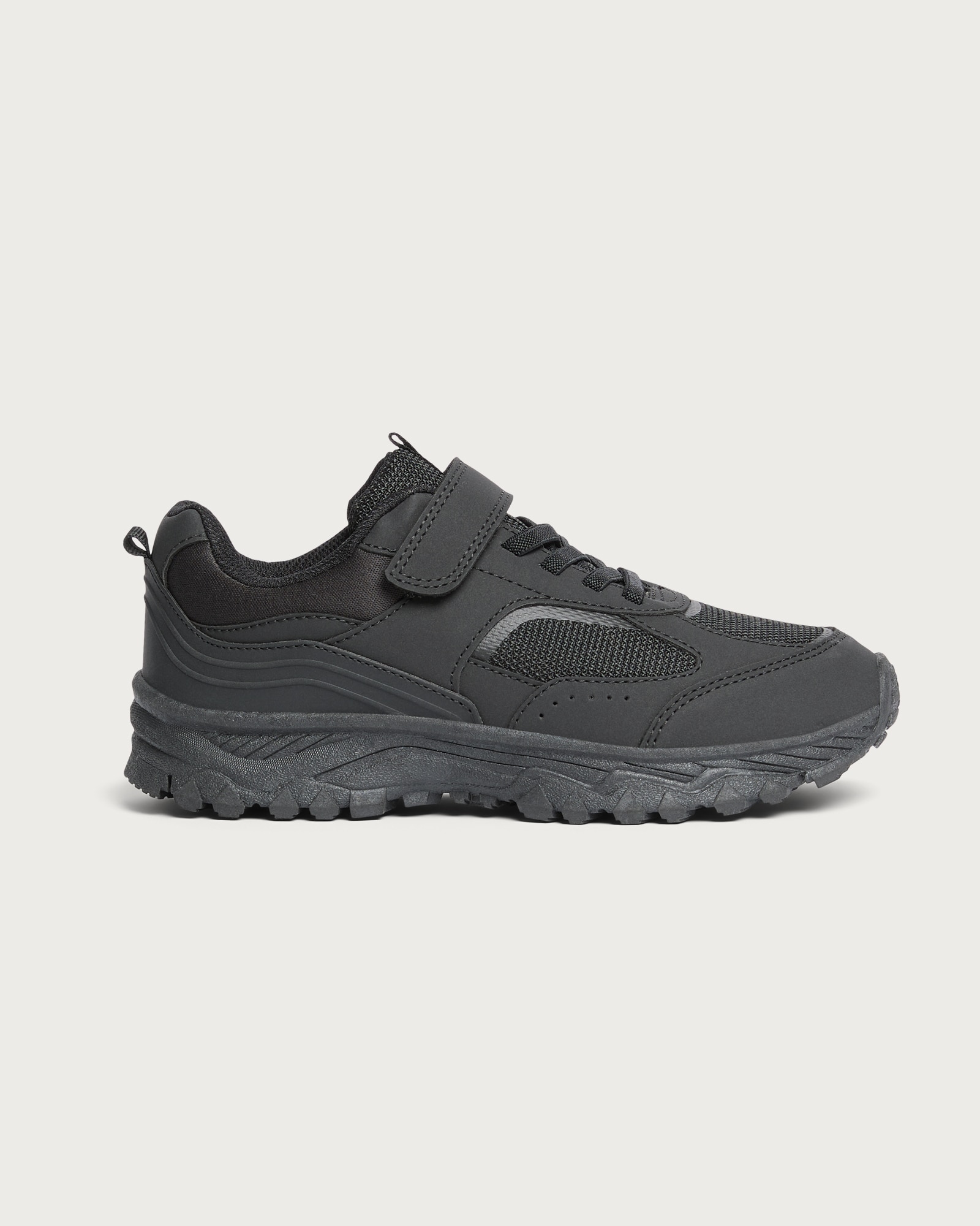 F&F School Boys Mesh Panel Trainers in Black