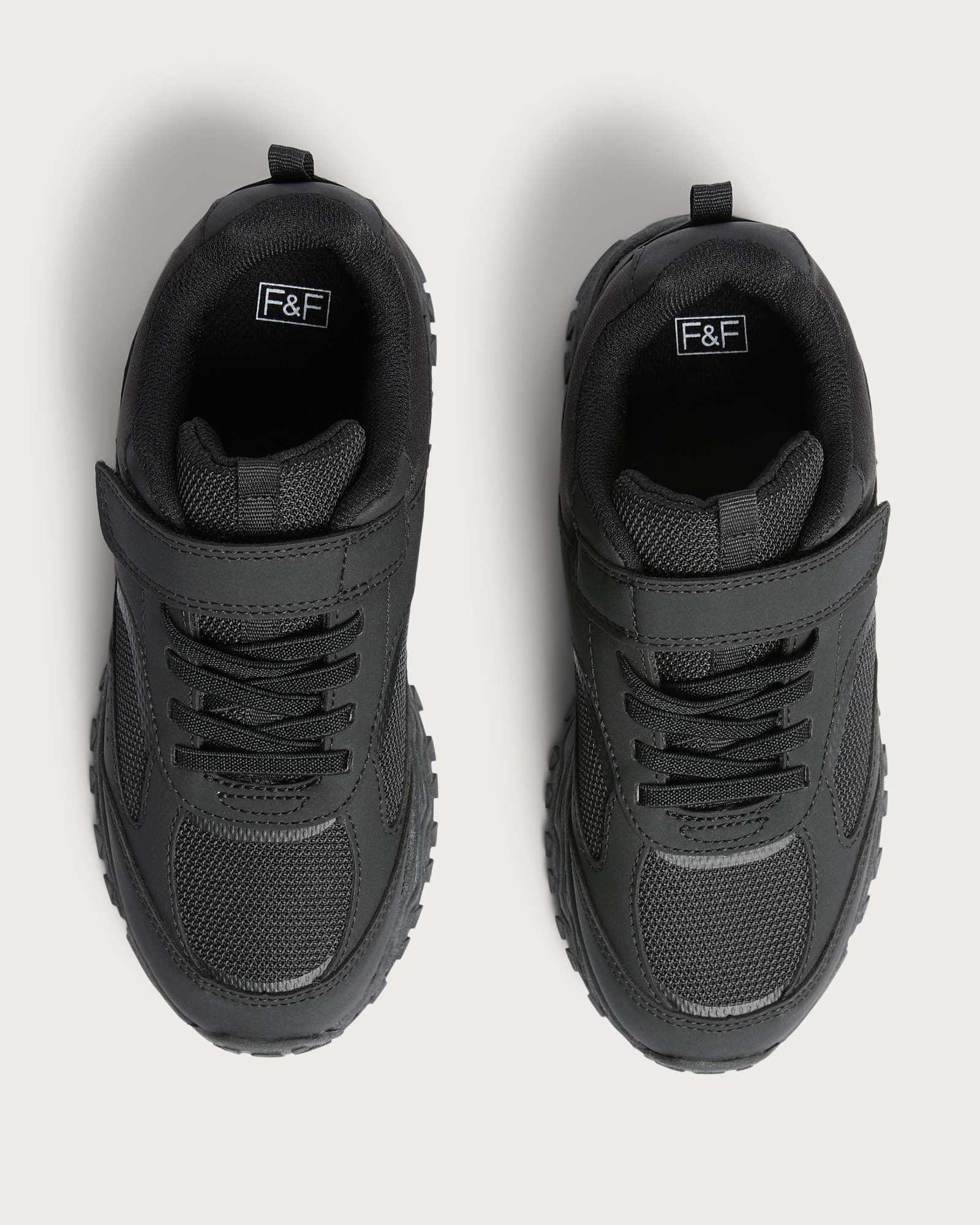 F&F School Boys Mesh Panel Trainers in Black thumbnail 2