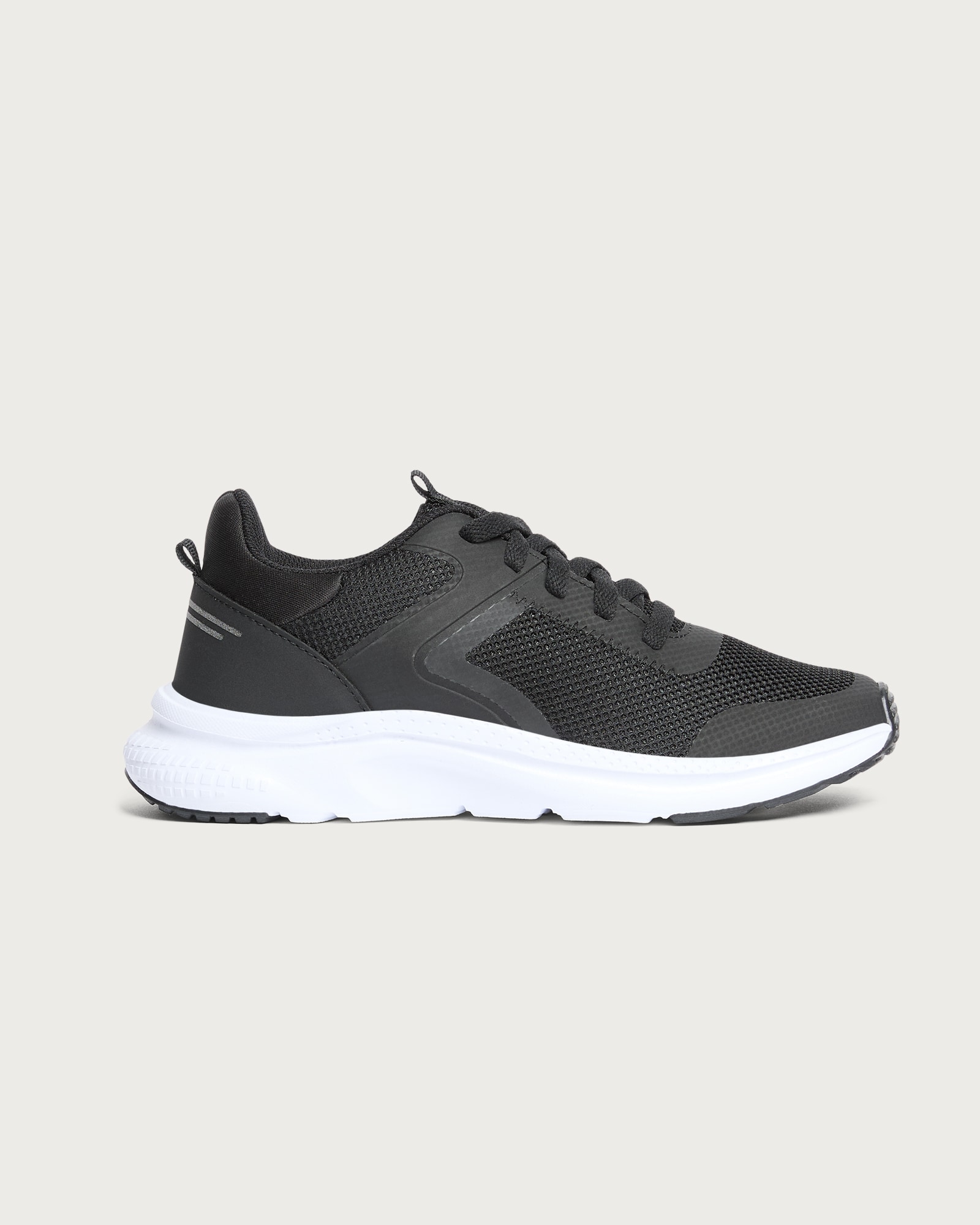 F&F School Boys Mesh Panel Lace-Up Trainers in Black