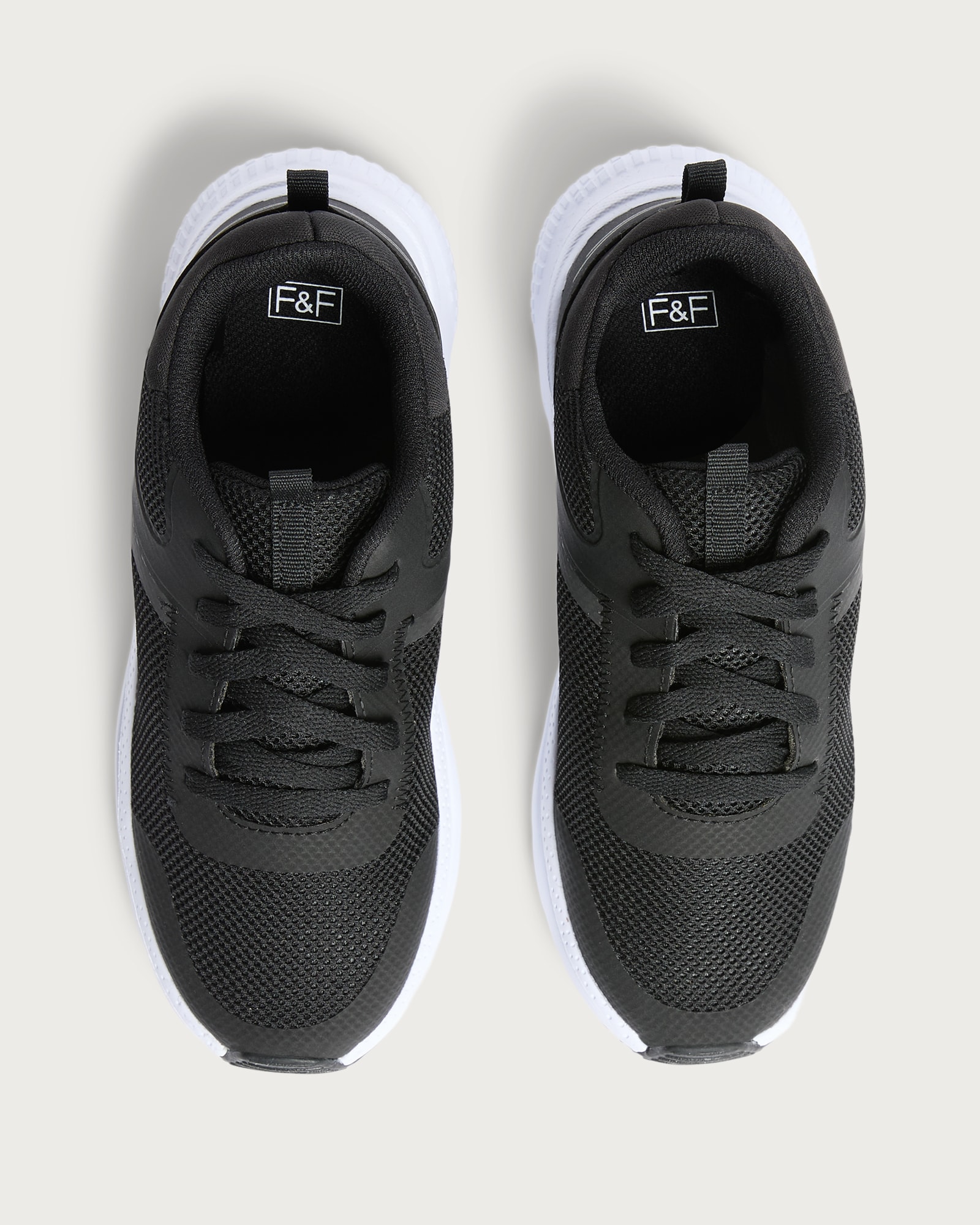 F&F School Boys Mesh Panel Lace-Up Trainers in Black thumbnail 2