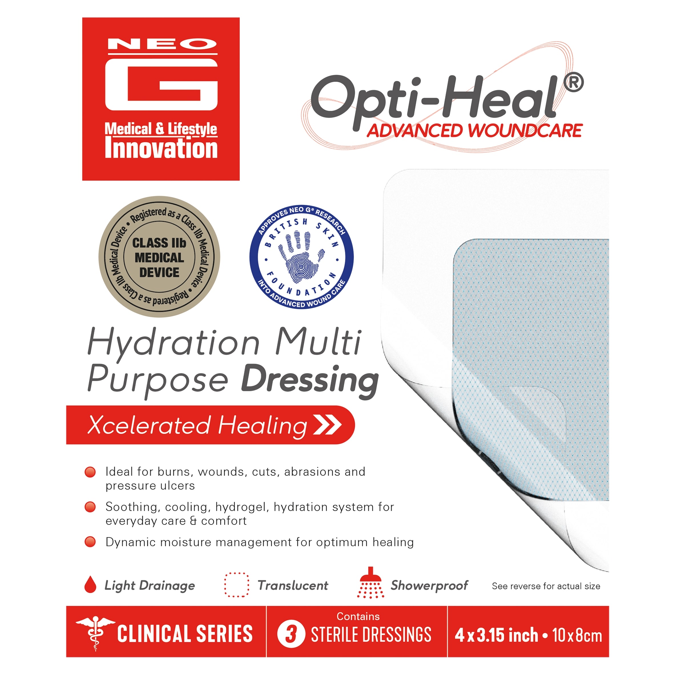 Neo G Opti-Heal Hydration Multipurpose Wound Dressing Multipack Pk3