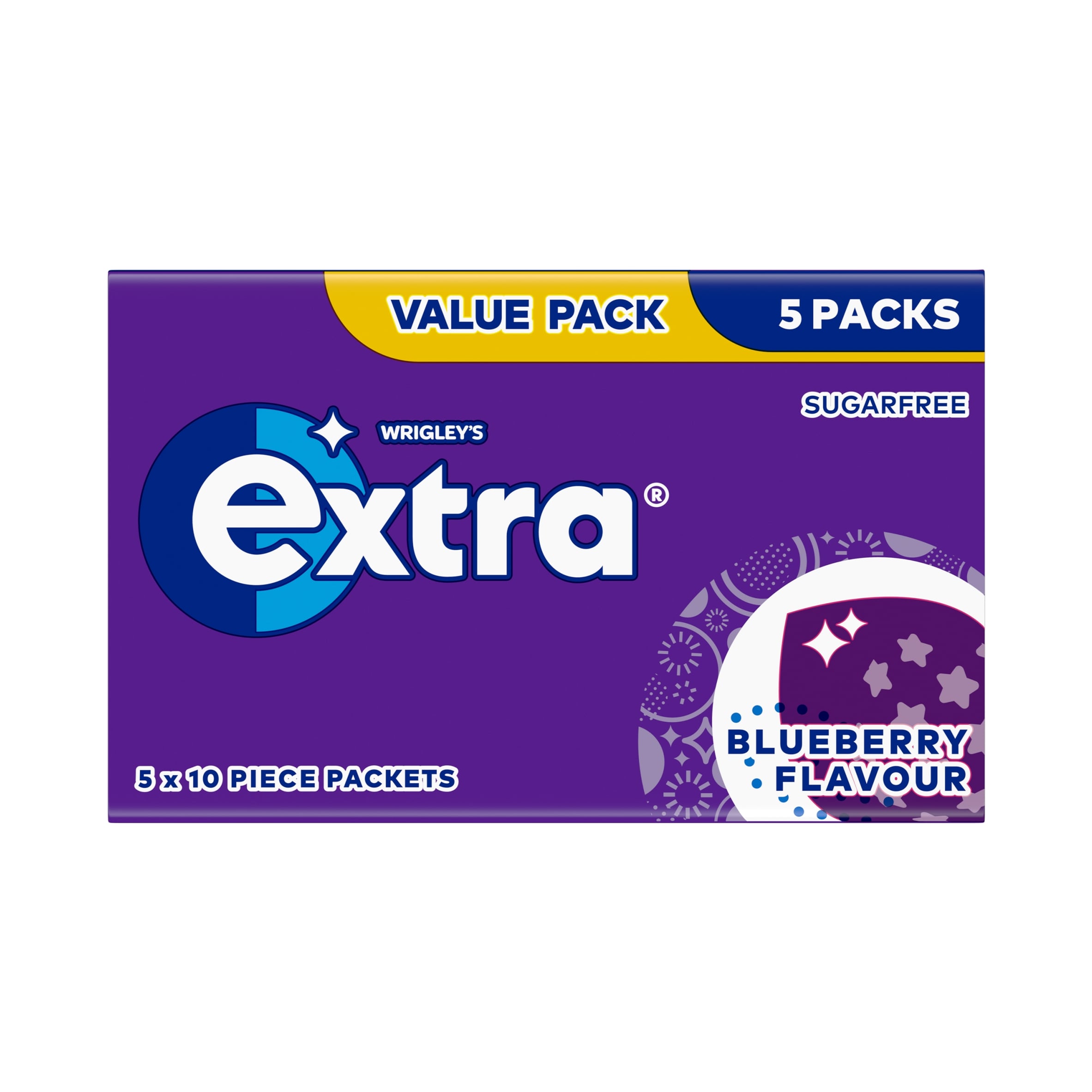 Extra Blueberry Flavour Sugarfree Chewing Gum Multipack 5 x 10 Pieces