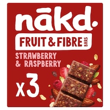 Nakd Fruit & Fibre Strawberry & Raspberry Bars 3 x 44g